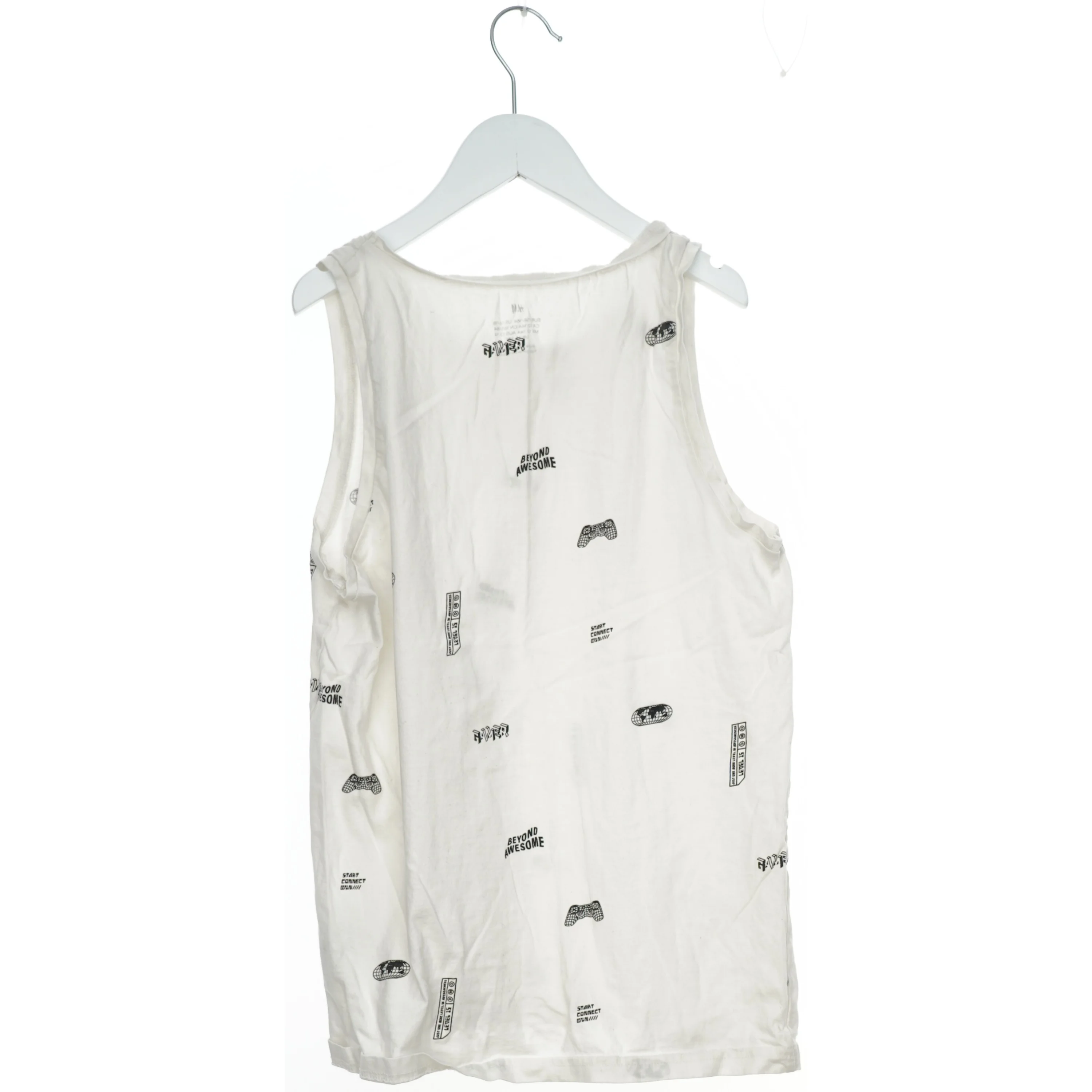 Hvid tanktop med motiver fra H&M (str. 164)