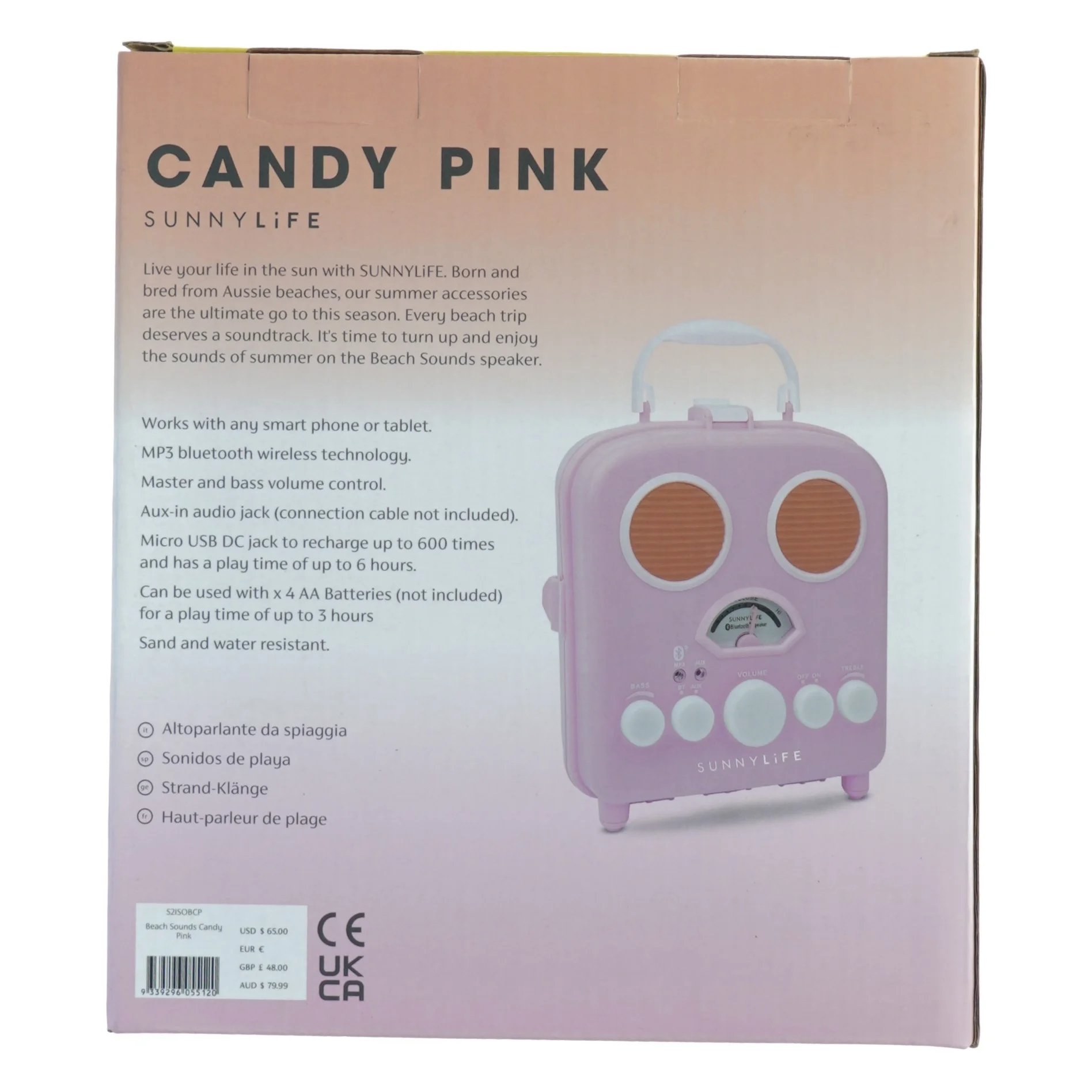 SUNNYLIFE Badehøjtaler fra Sunnylife (str. Kasse 23 x 20 x 11 cm)