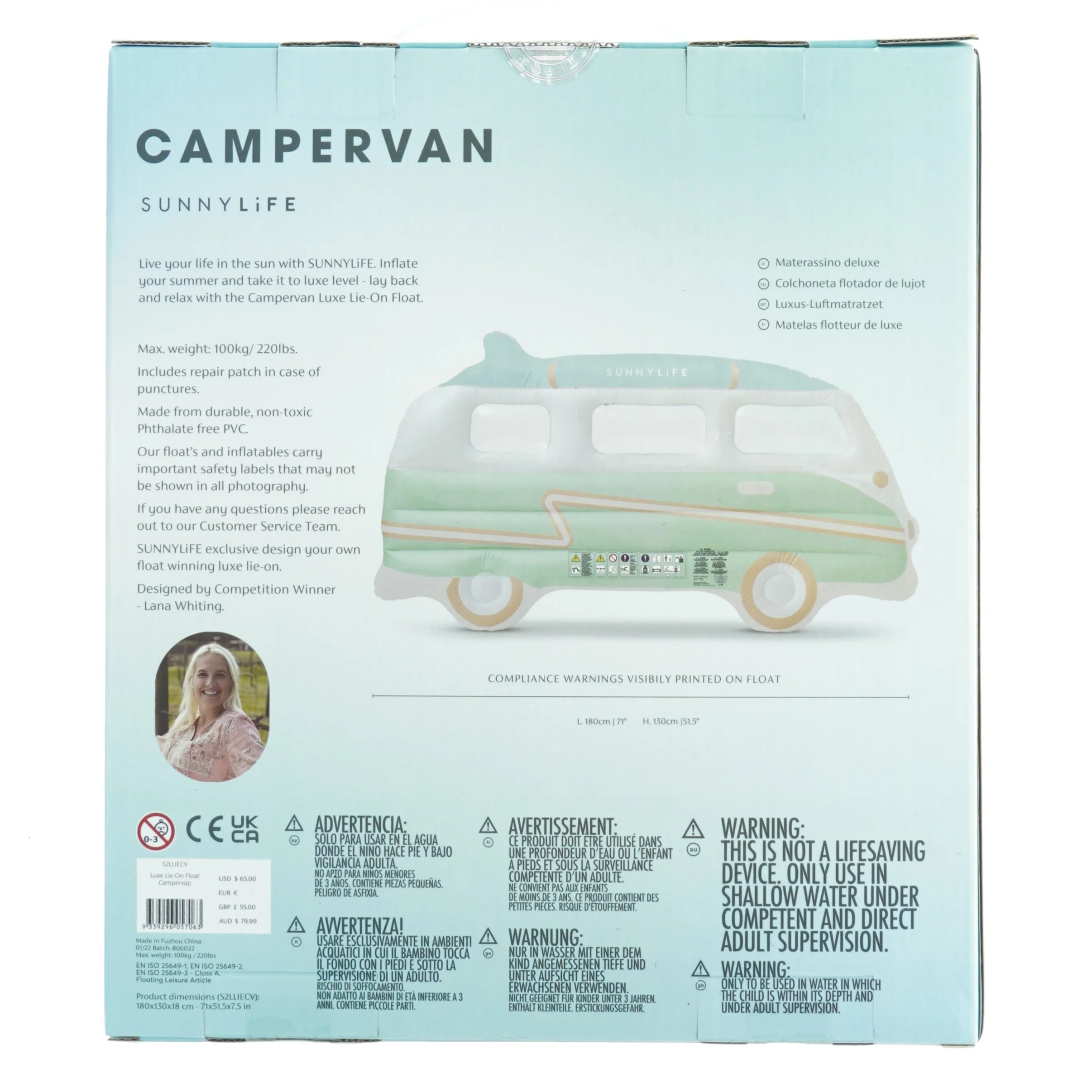 Sunnylife Campervan oppustelig luksus badering fra Sunnylife (str. 29 x 26 x 10 cm)