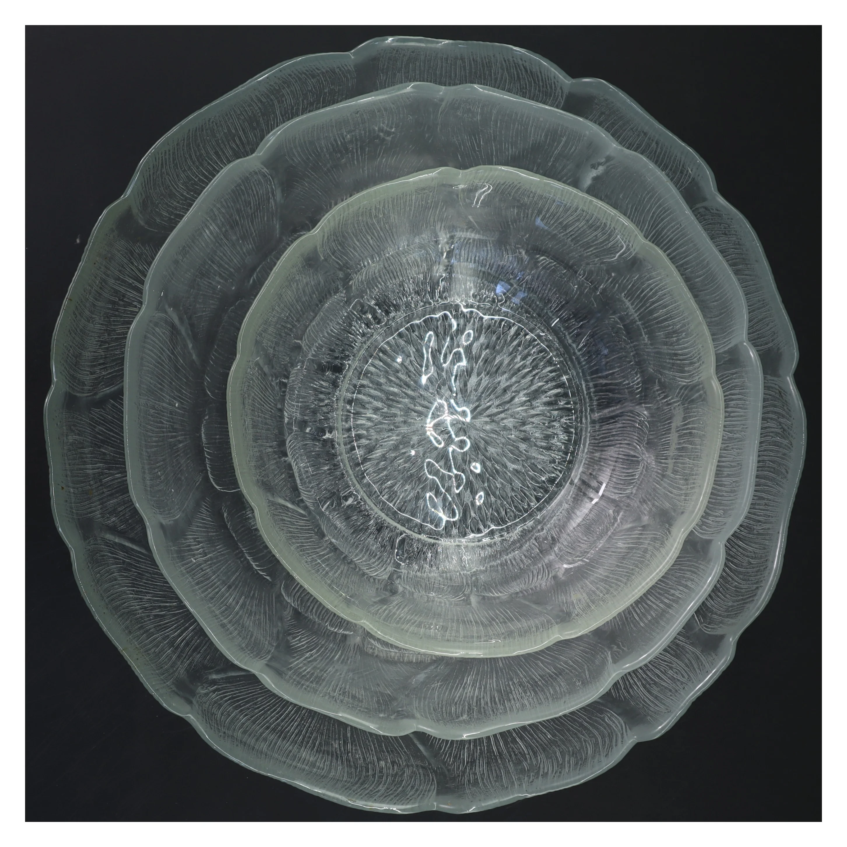 Sæt med skåle i glas (str. Ø 27x9&ø23x8&ø18x6 cm)