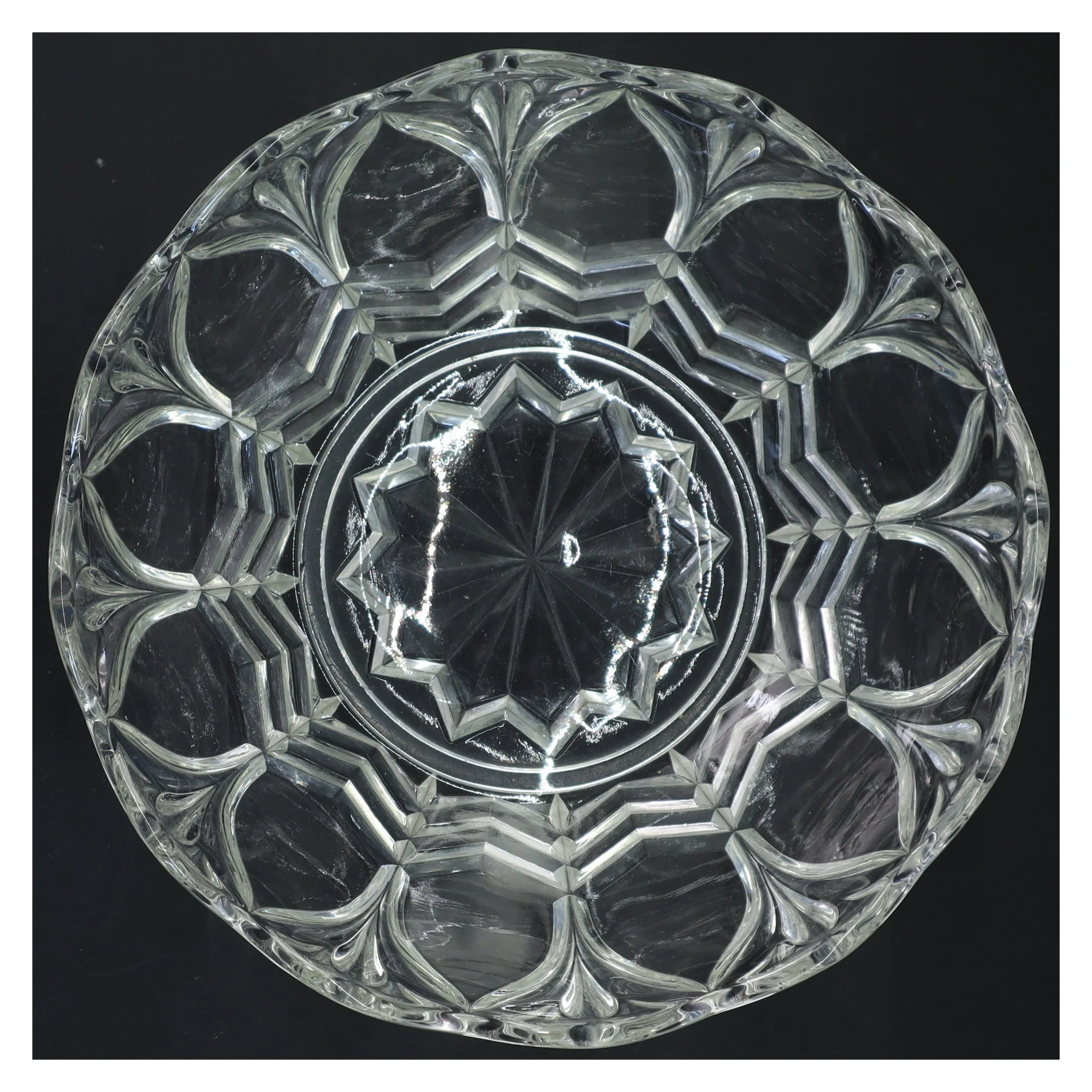 Glasdekoreret skål (str. Ø 24x9 cm)