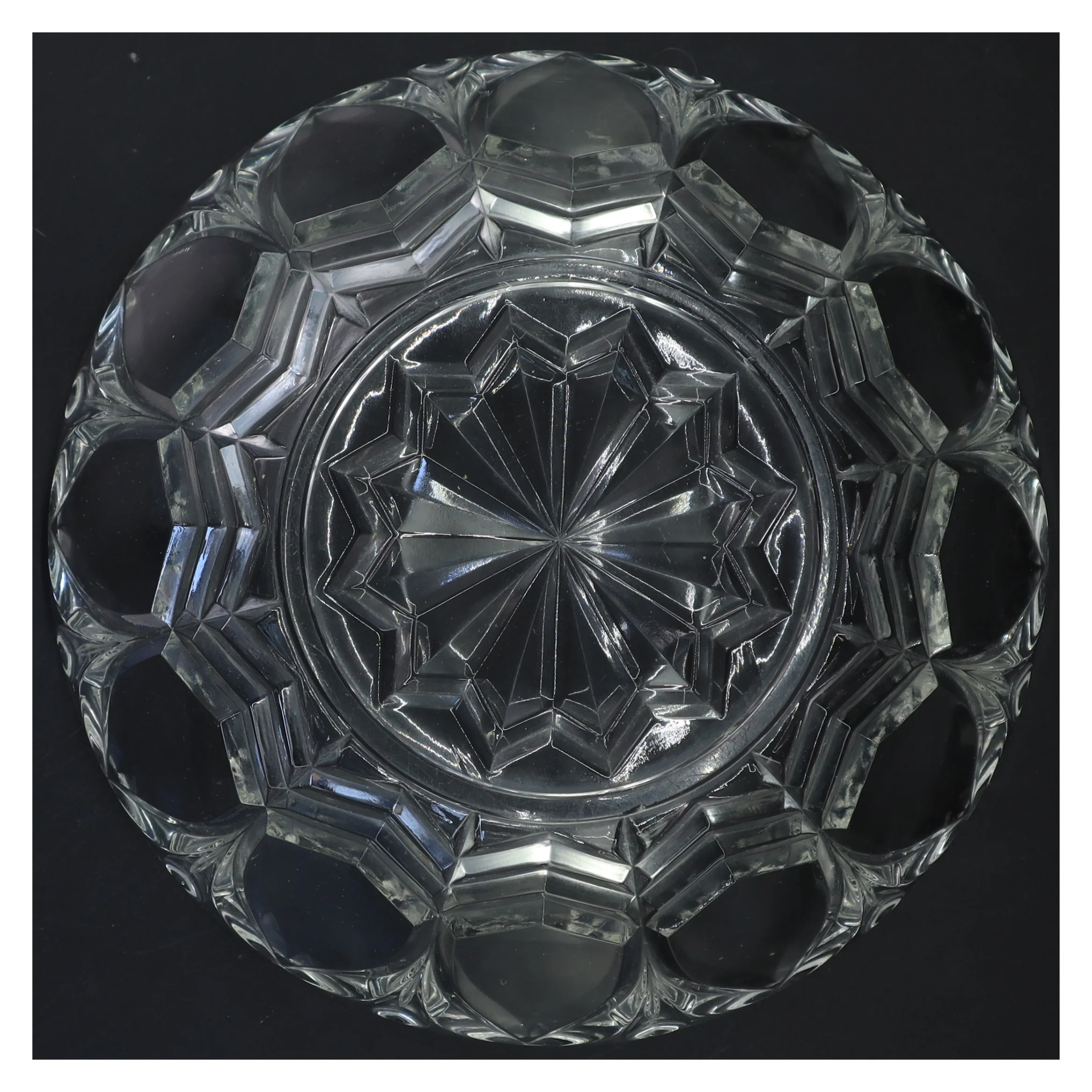 Glasdekoreret skål (str. Ø 24x9 cm)