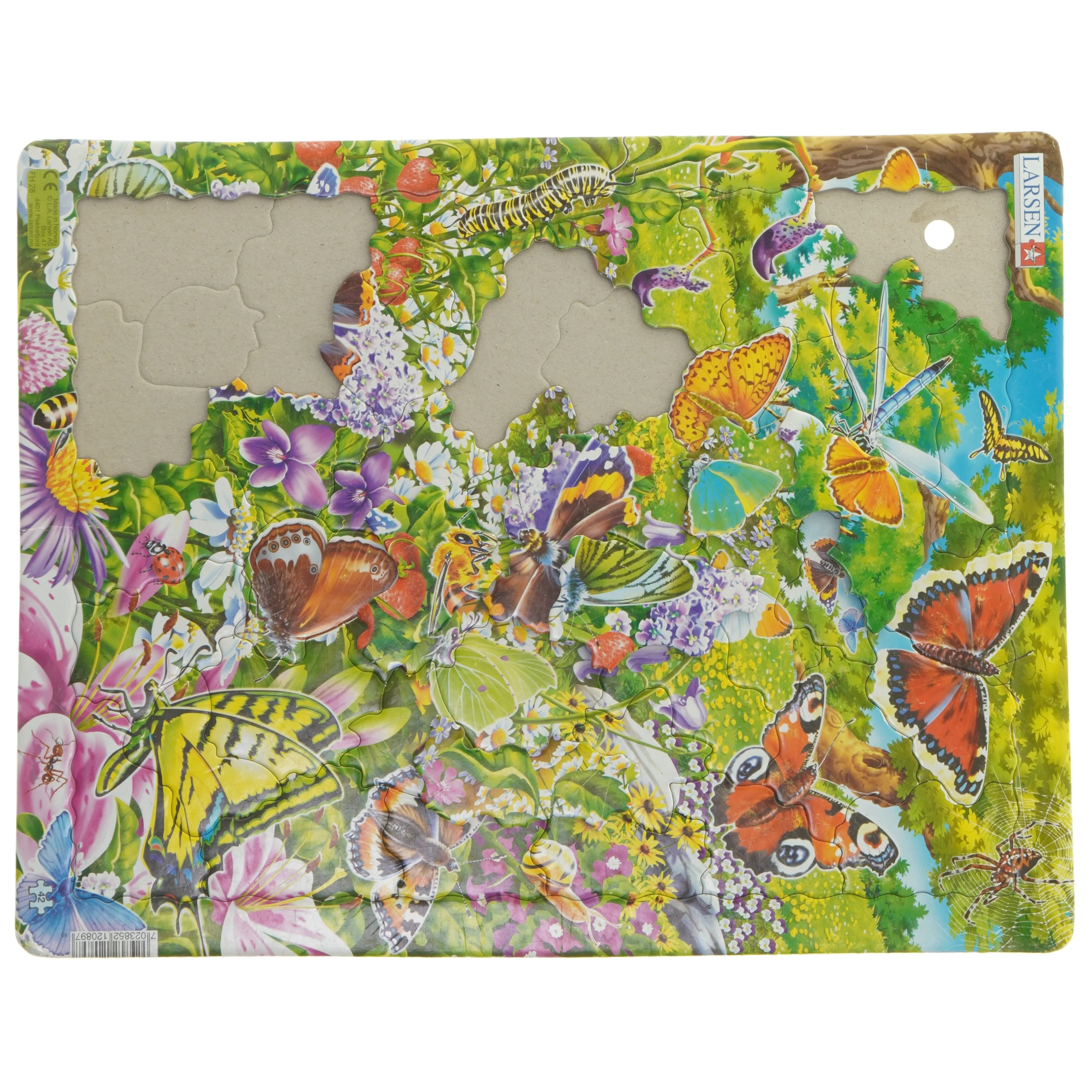 Puslespil med sommerfugletema fra Larsen (str. 36,5x28,5 cm)
