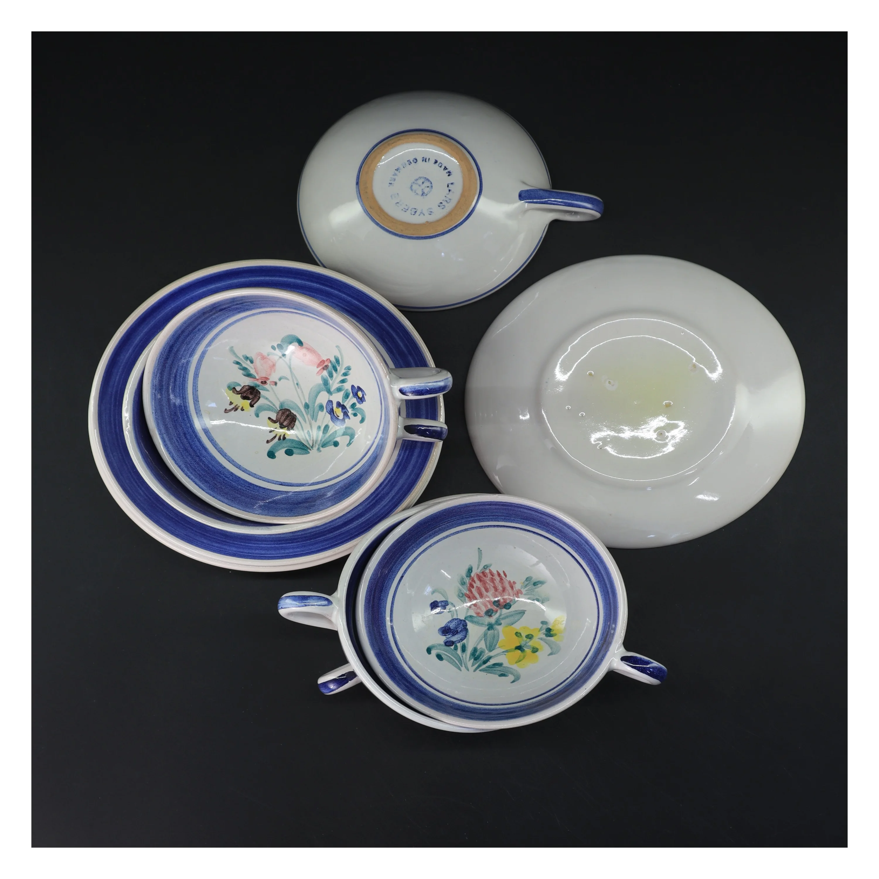 Porcelænssæt med tallerkener og skåle (str. 6 stk Ø 12 & 16 cm)