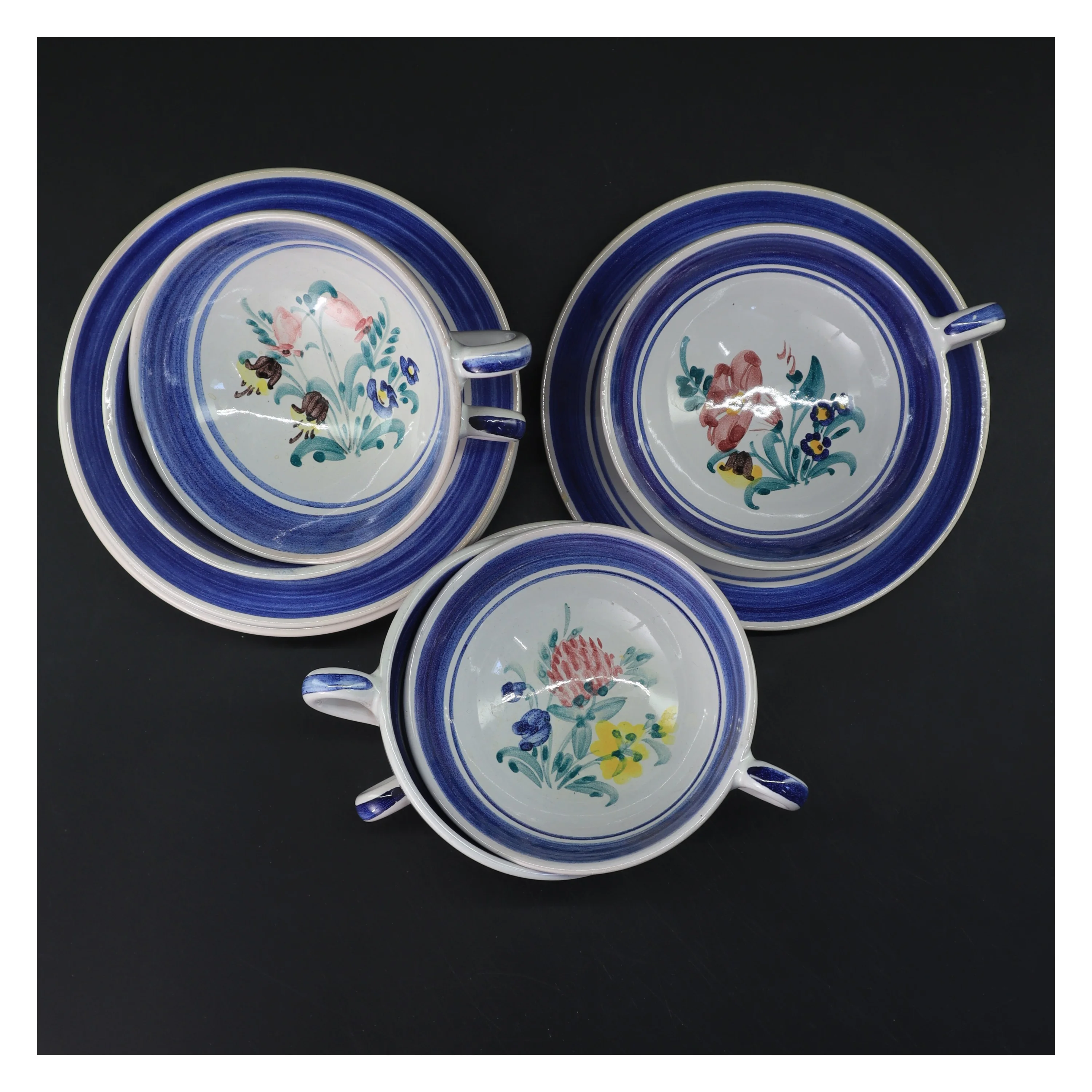 Porcelænssæt med tallerkener og skåle (str. 6 stk Ø 12 & 16 cm)