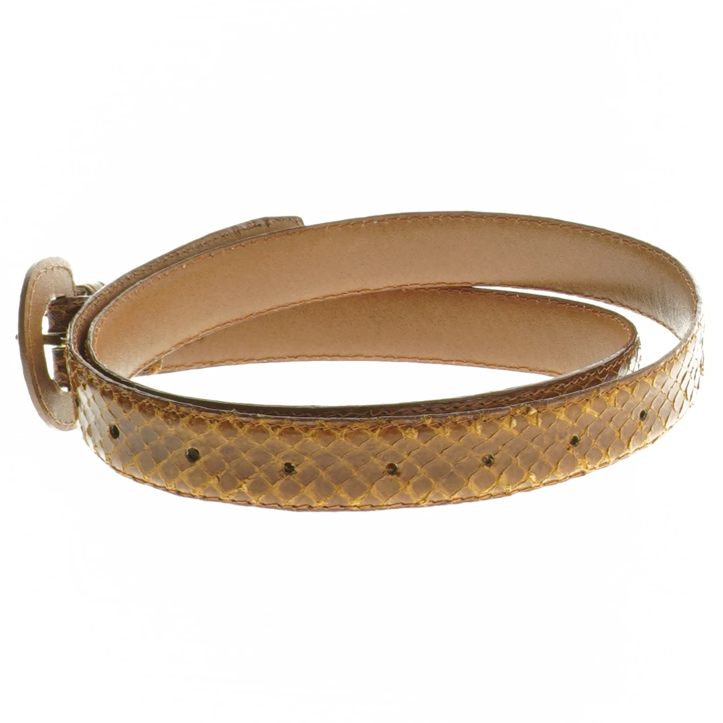 Læderbælte med slangeskindsstruktur (str. 90 cm)