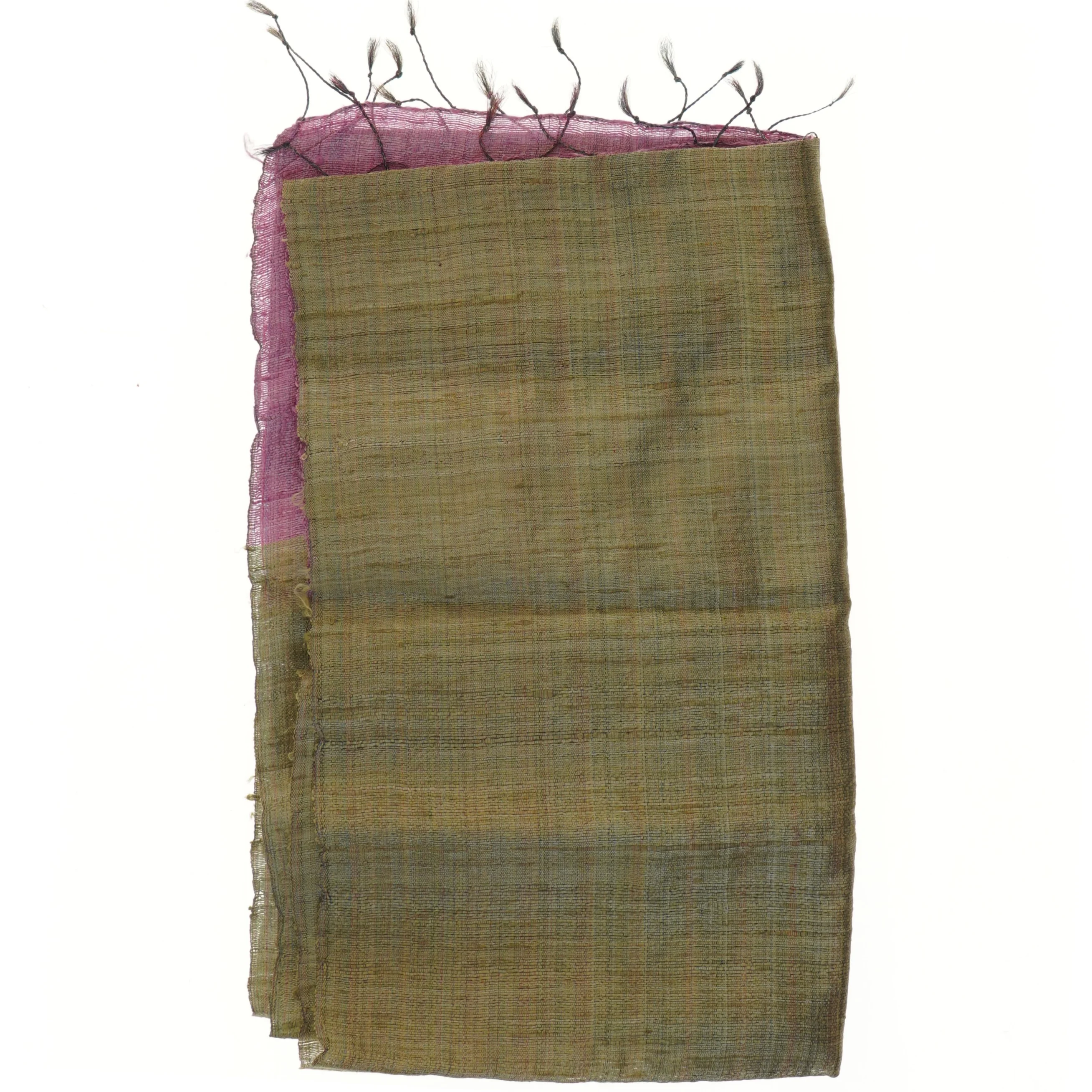 Rektangulært indisk sjal med frynser (str. 170x55 cm)