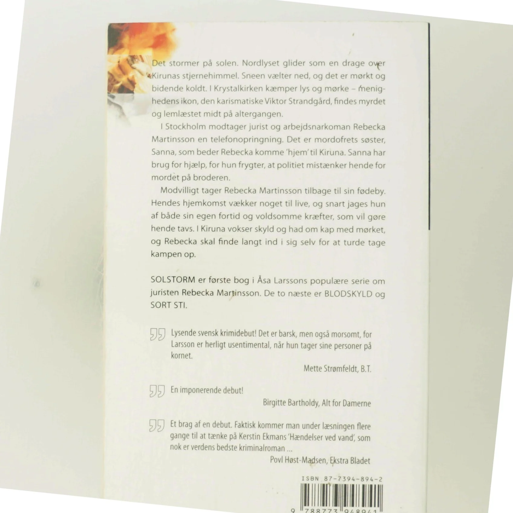 Solstorm af Åsa Larsson (Bog)