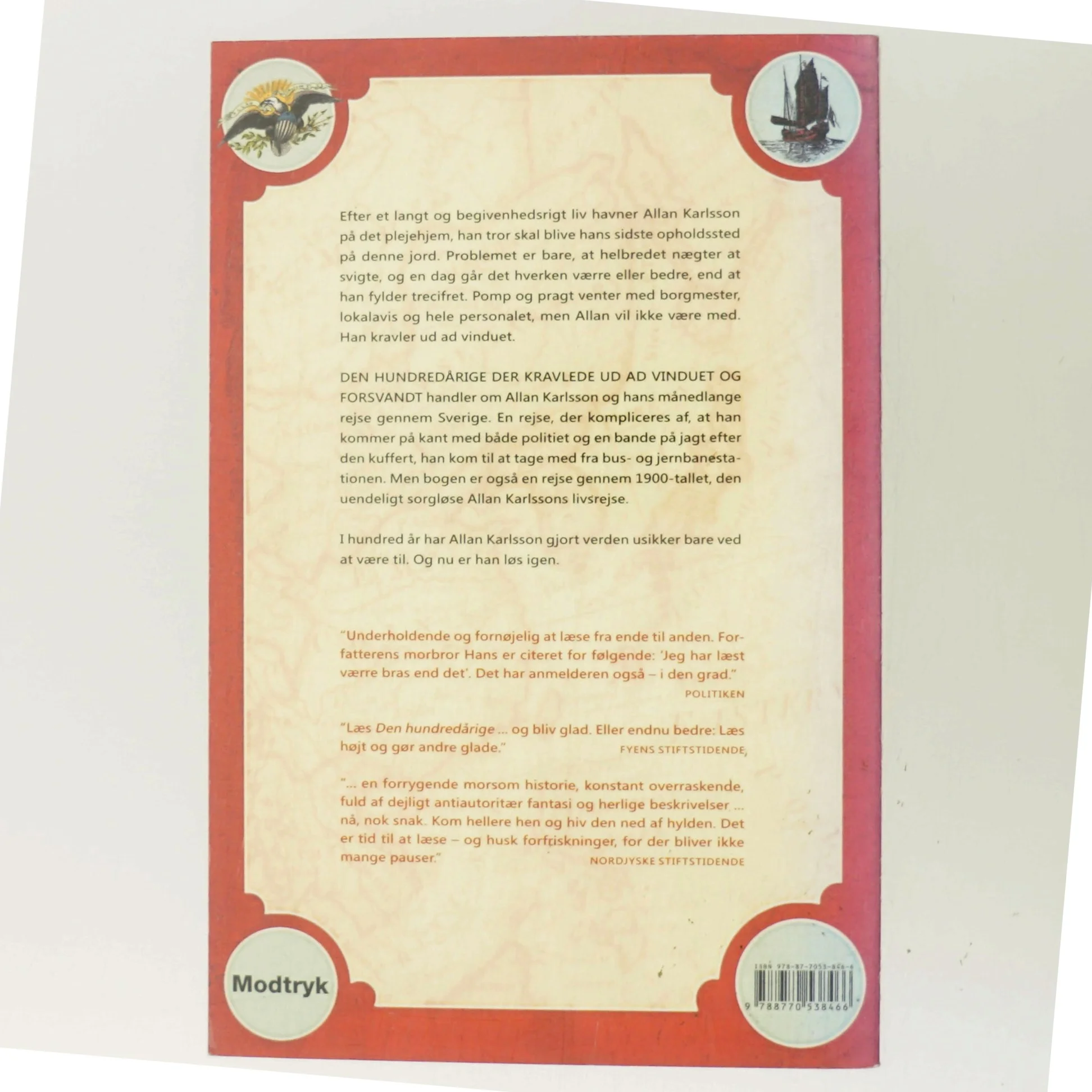 Den hundredårige der kravlede ud af vinduet og forsvandt af Jonas Jonasson (Bog)