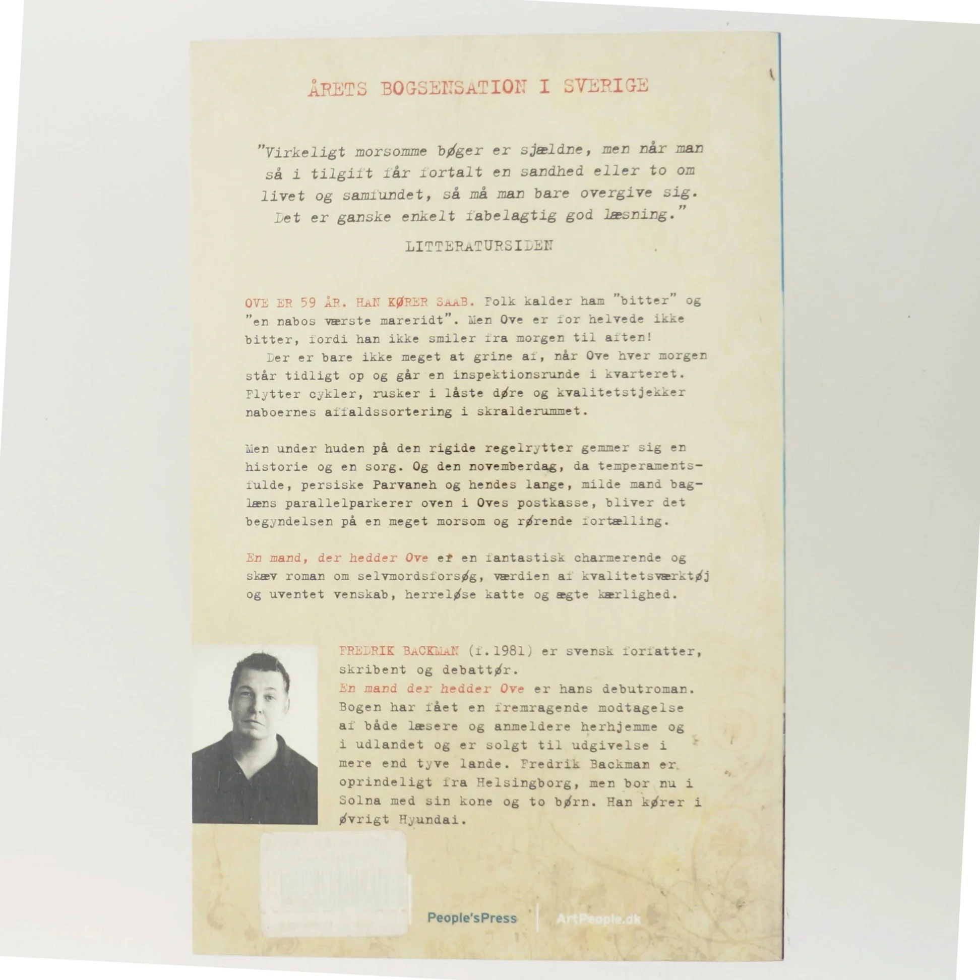 En mand der hedder Ove af Fredrik Backman (Bog)