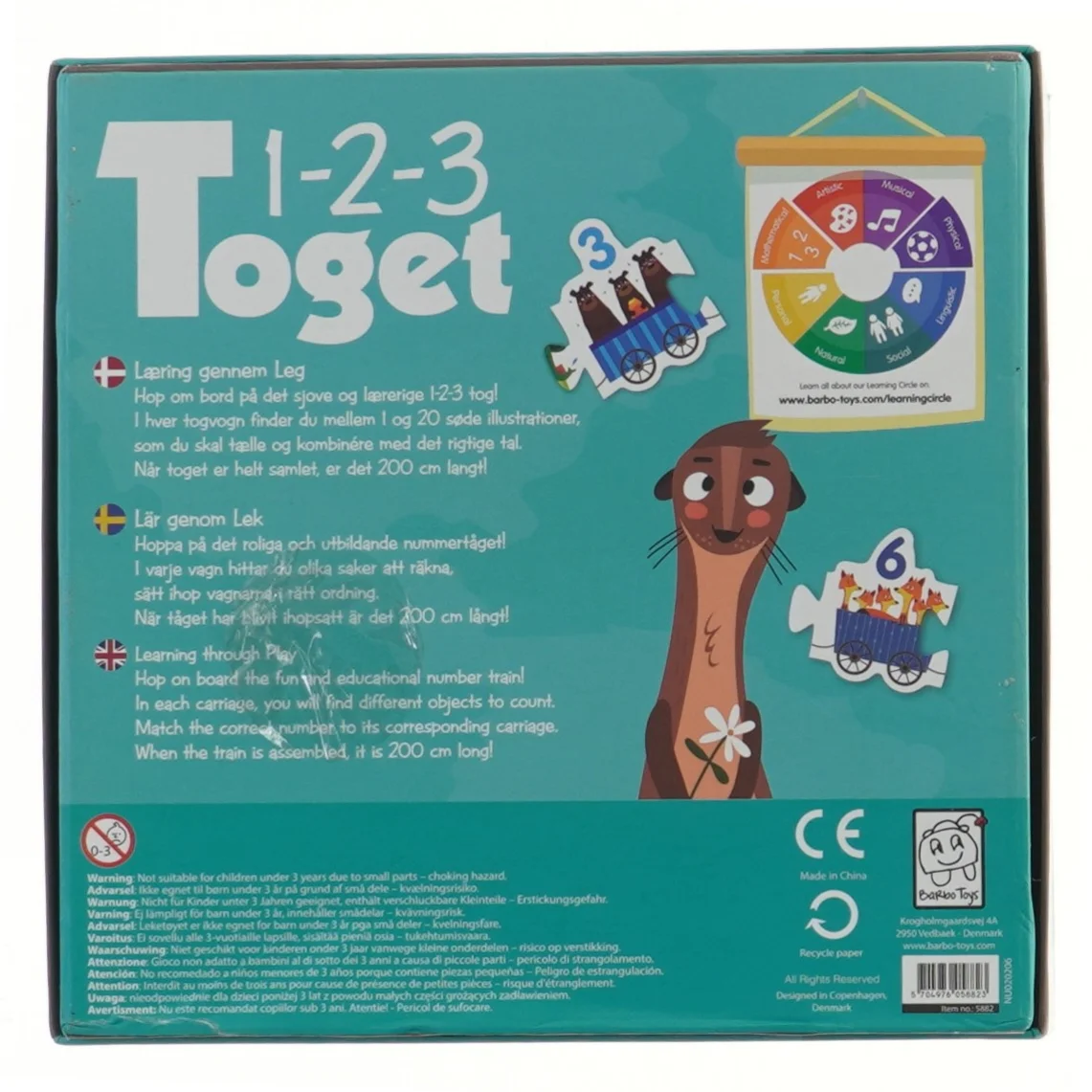 Puslespil - 1-2-3 Tog fra Barbo Toys (str. 21x21 cm)