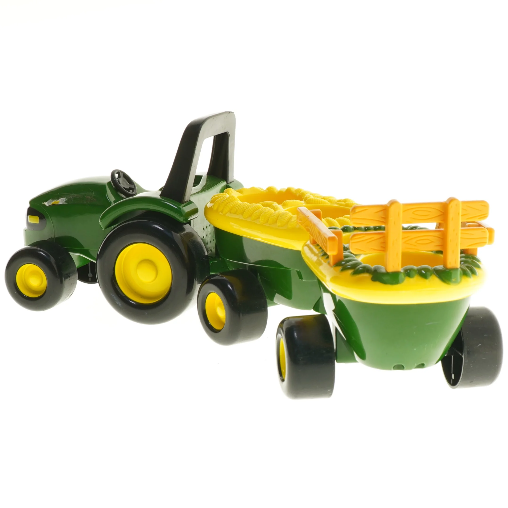 Legetøjstraktor med vogn (str. 11x36x9,5 cm)