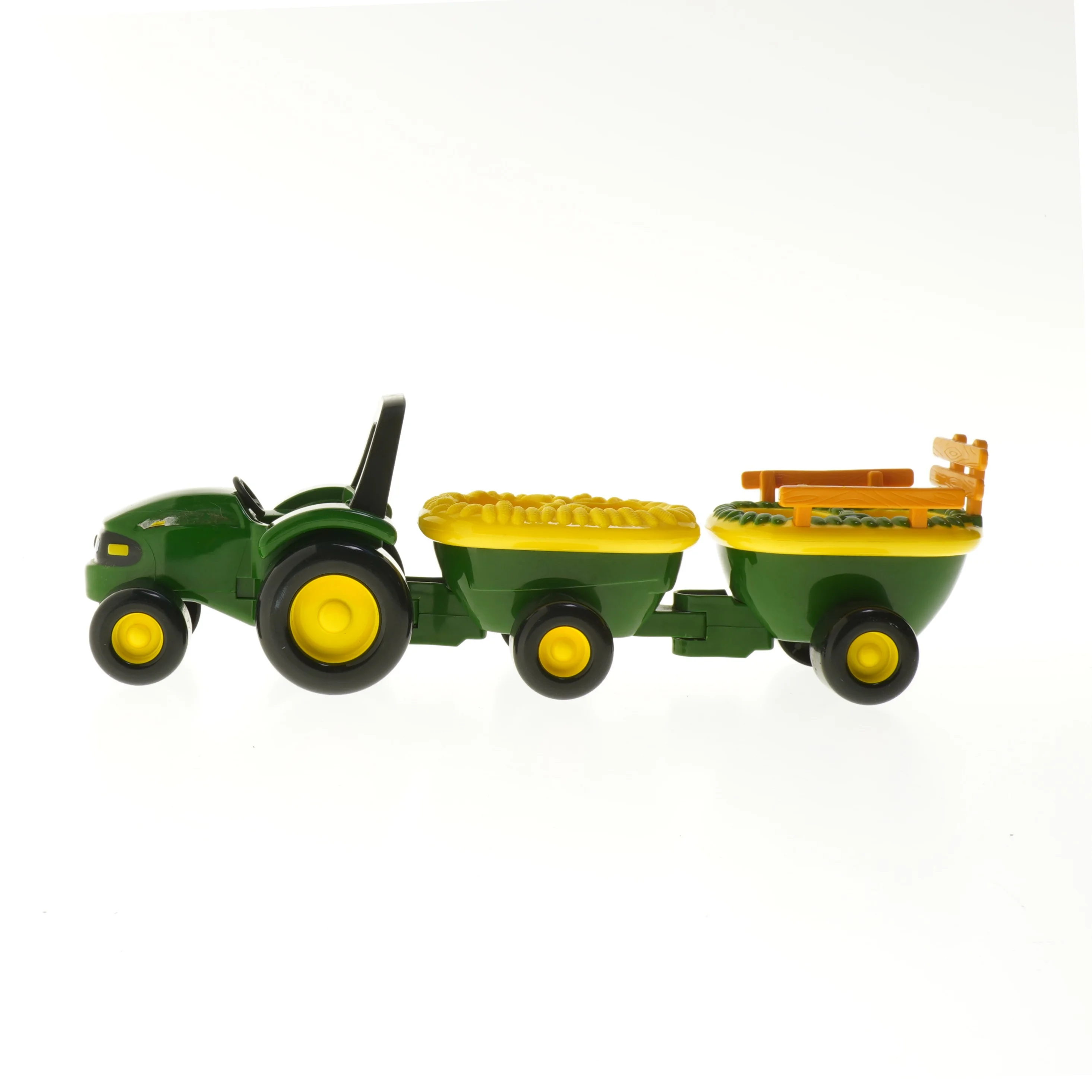 Legetøjstraktor med vogn (str. 11x36x9,5 cm)