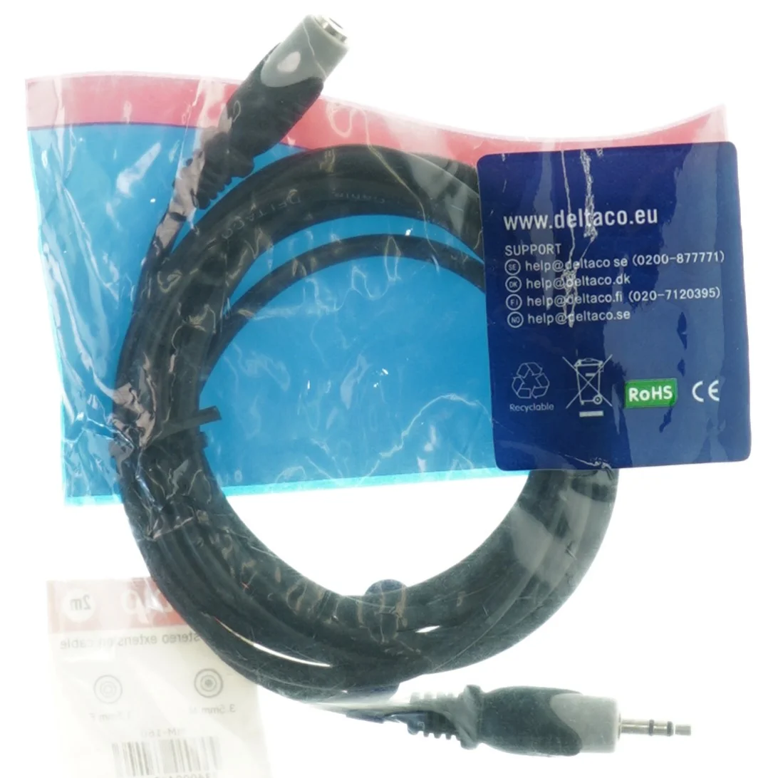 DELTACO 3,5mm stereo forlængerkabel fra Deltaco (str. 2 m)