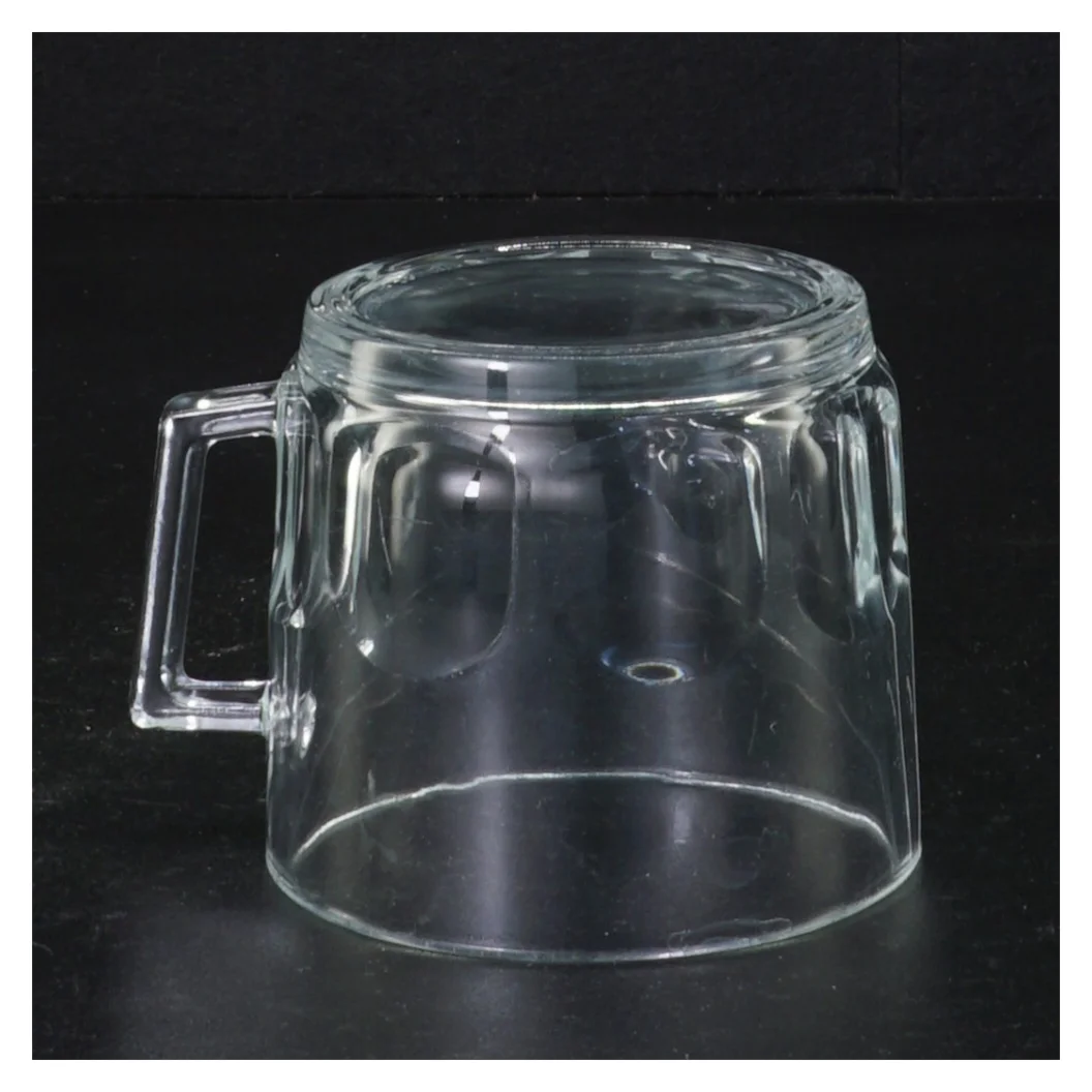 Gennemsigtig glaskrus (str. 7 x ø 8 cm)