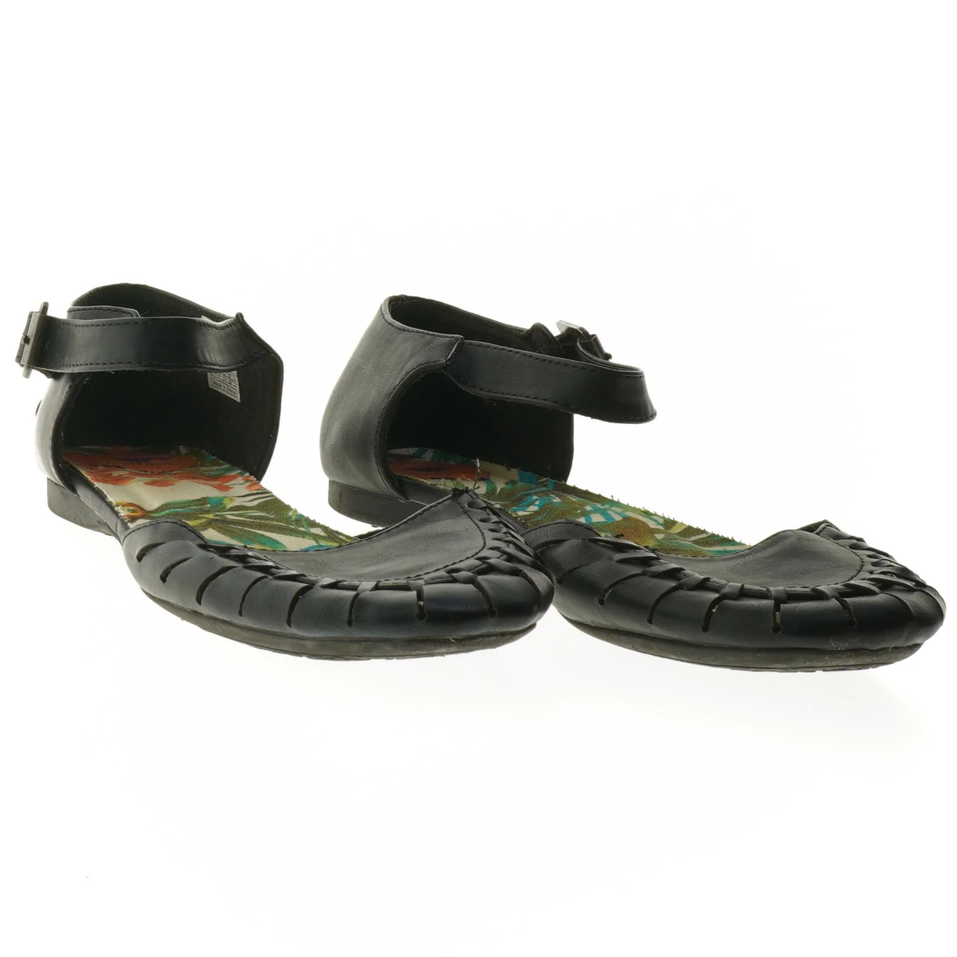 Brugte damesandaler med blomsterprint (str. 40)