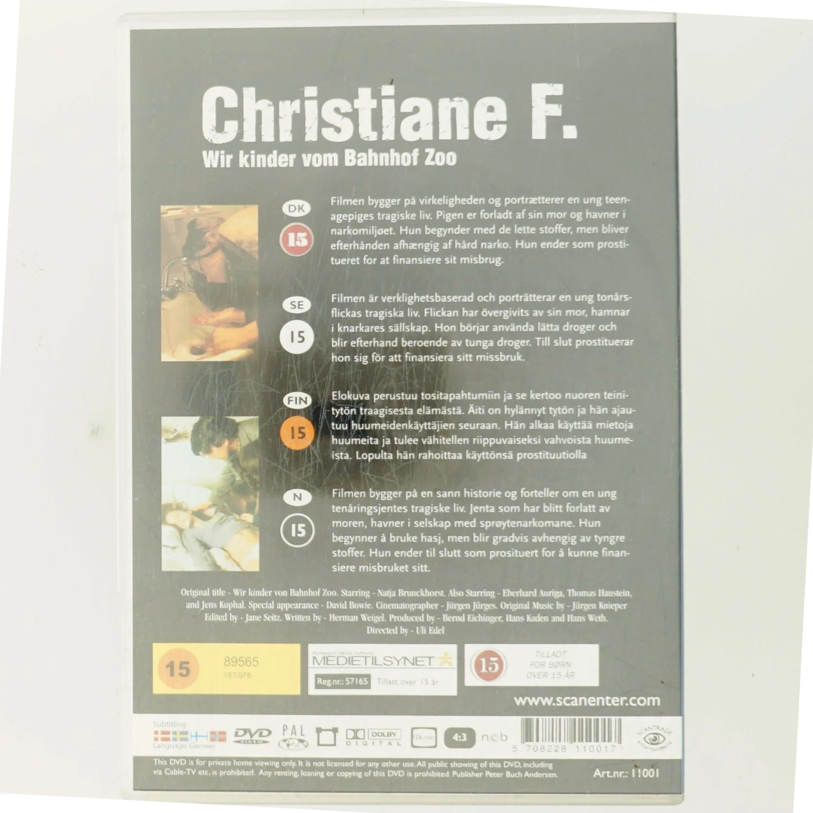 CHRISTIANE F. Wir Kinder Vom Bahnhof Zoo * Natja Brunckhorst, David Bowie * REGIE: Uli Edel med Natja Brunckhorst (DVD)