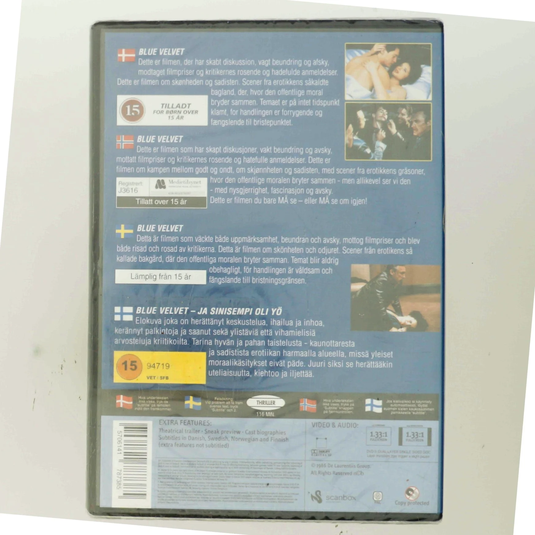 Blue Velvet med Kyle MacLachlan (DVD)