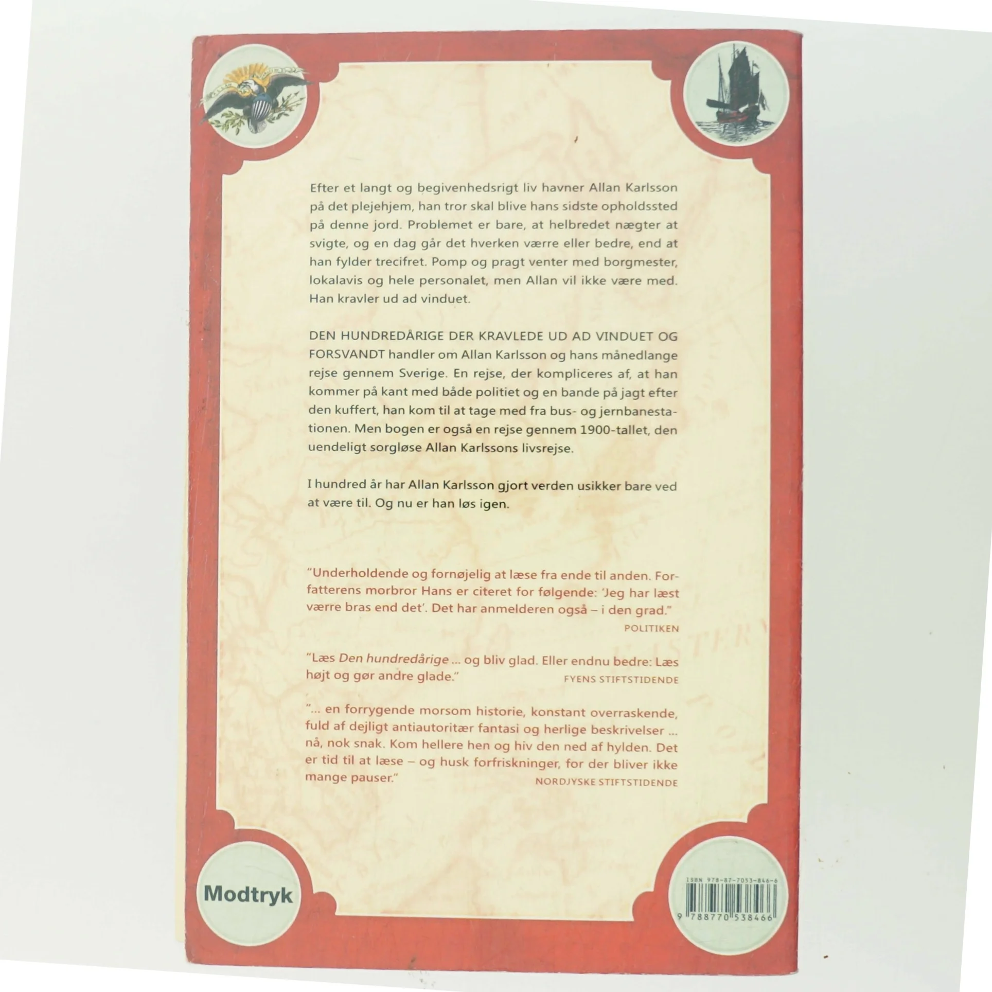 Den hundredårige der kravlede ud af vinduet og forsvandt af Jonas Jonasson (Bog)