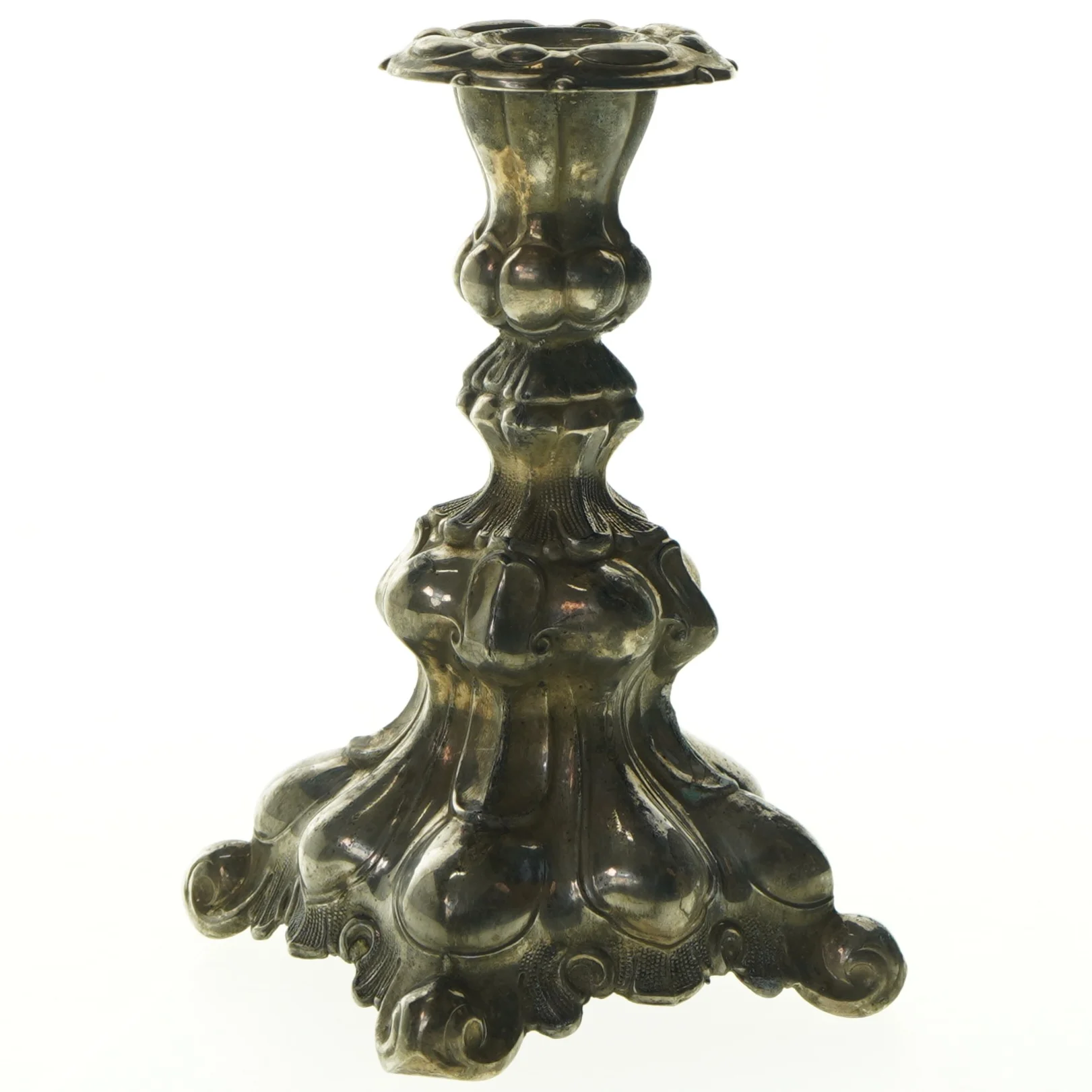 Antik lysestage (str. 17 cm)