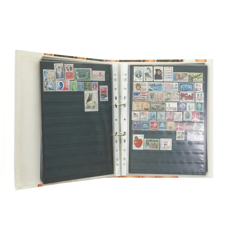 Samlingsalbum med frimærker (str. 32 x 26 cm)