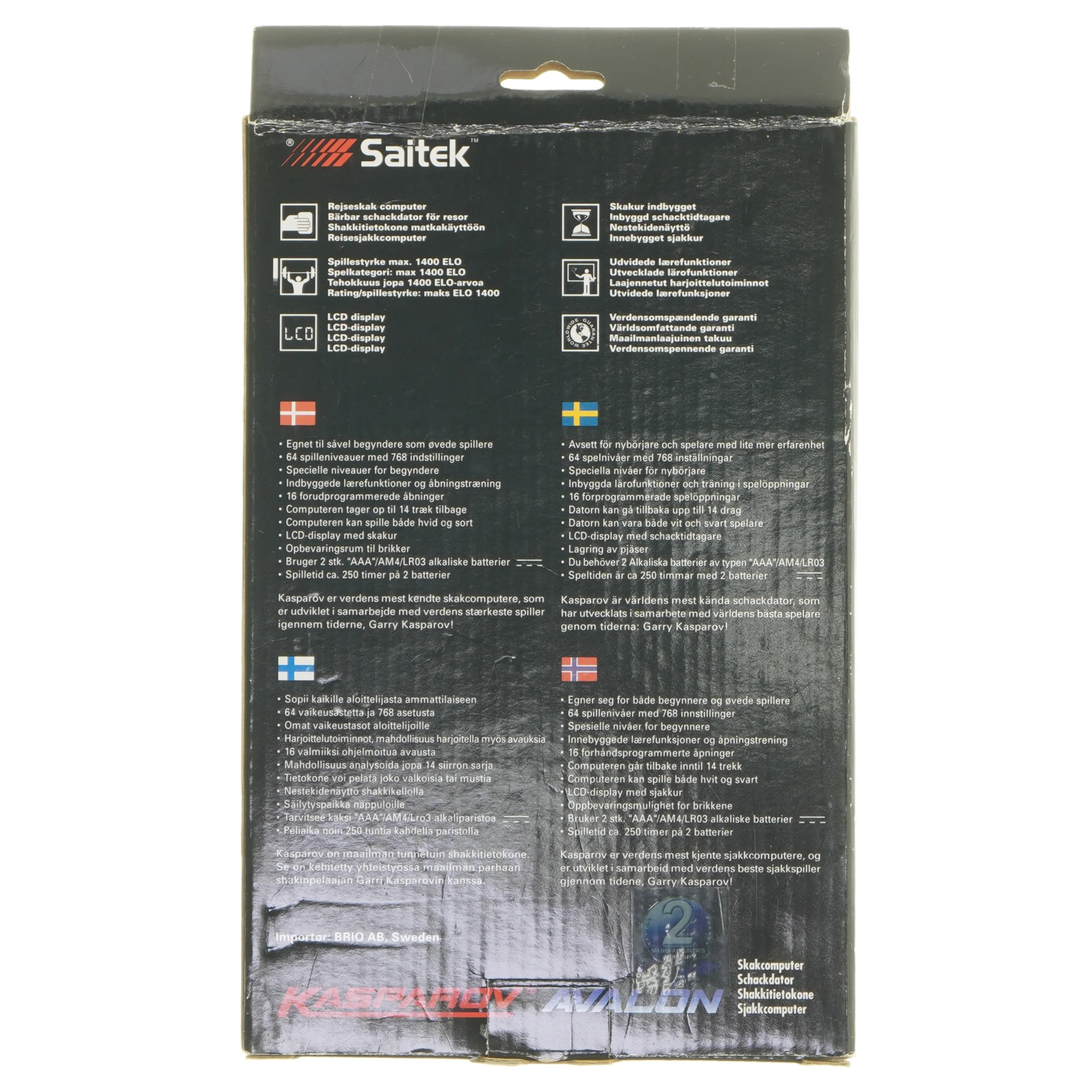 Kasparov Avalon skakcomputer fra Saitek (str. 17,5x10 cm)