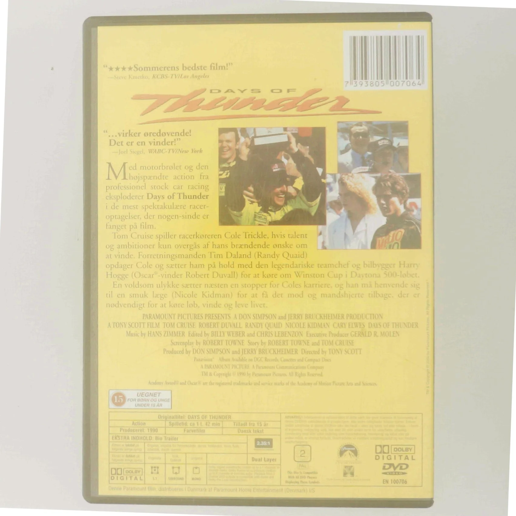 Days of Thunder med Tom Cruise (DVD)