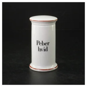 Hvid porcelænspeberbøsse fra B&G (str. Ø 6,5x11,5 cm)