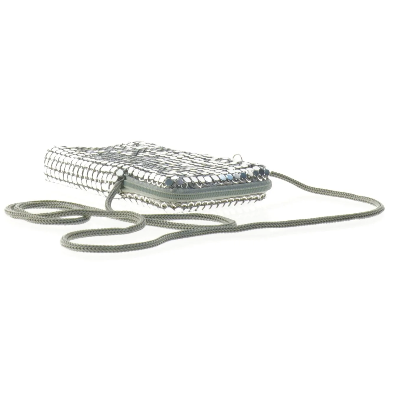 Sølvfarvet paillet taske (str. 13 x 8 cm)