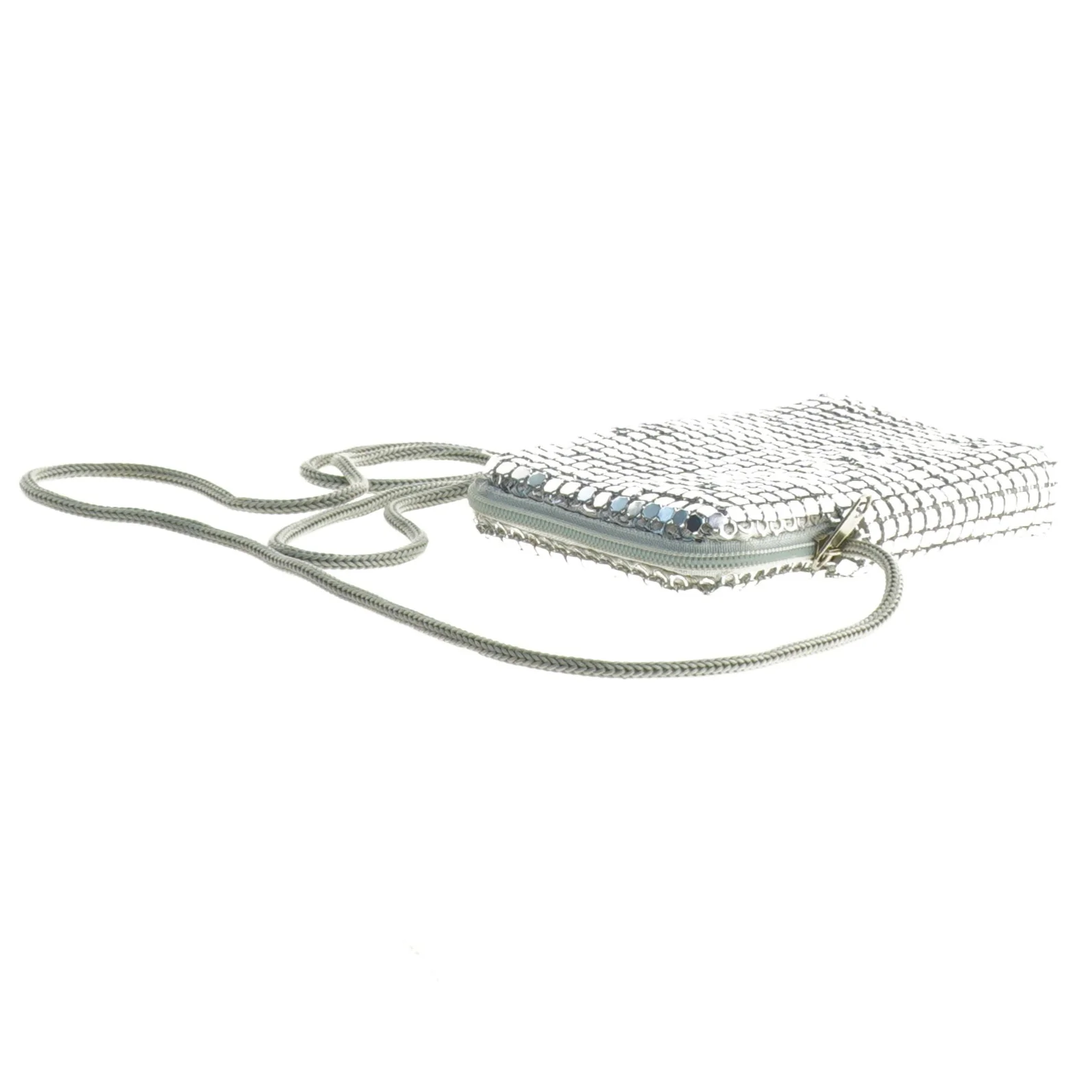 Sølvfarvet paillet taske (str. 13 x 8 cm)