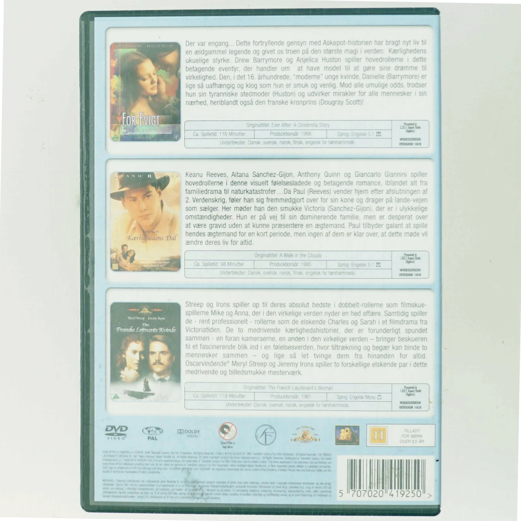 For Evigt / Kærlighedens Dal / Den Franske Løjtnants Kvinde med Drew Barrymore (DVD)