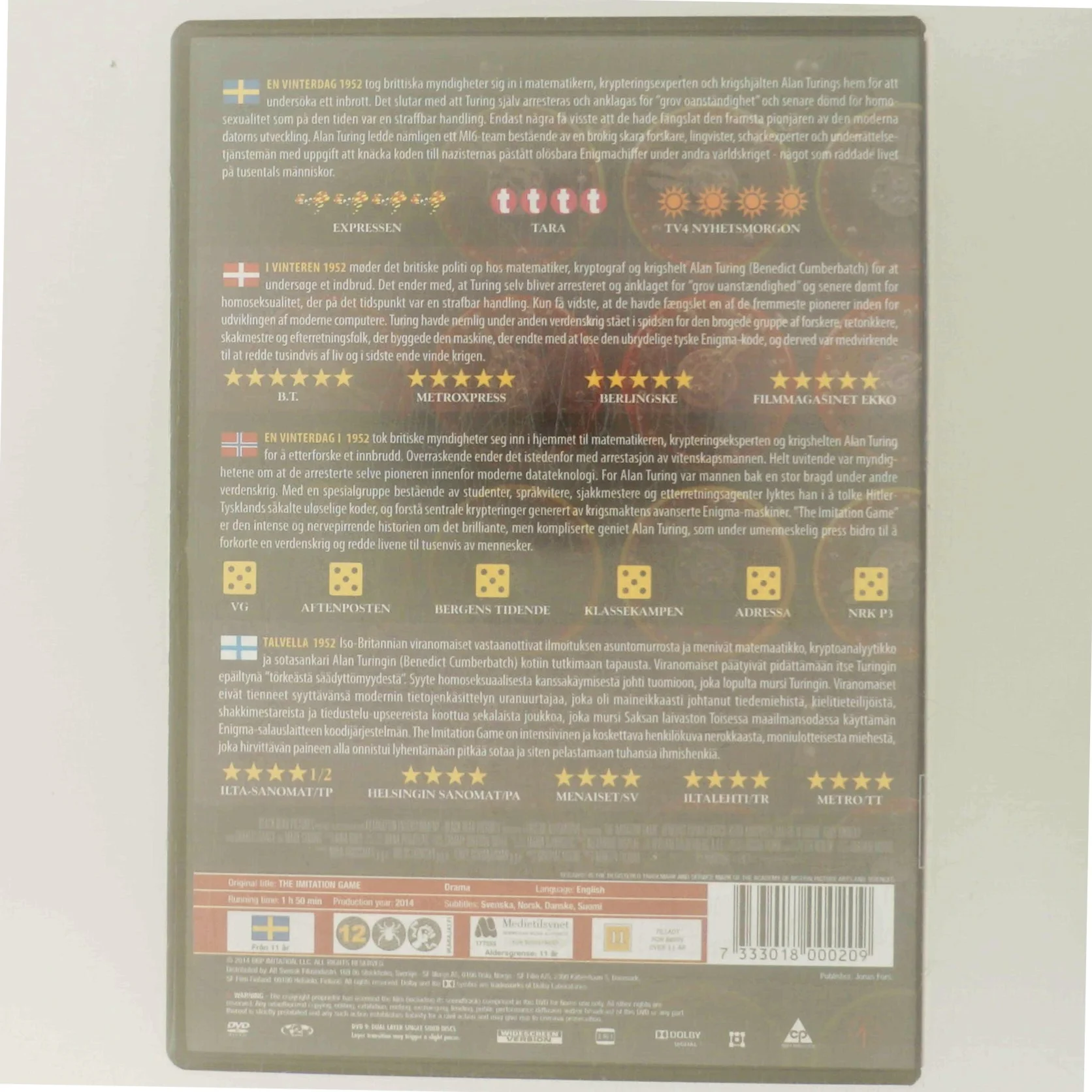 The Immitation Game med Benedict Cumberbatch (DVD)