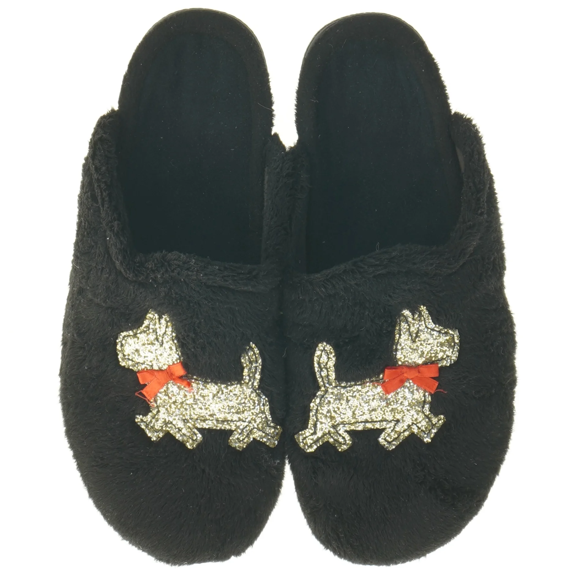 Sorte hjemmesko med hundemotiv (str. 38)