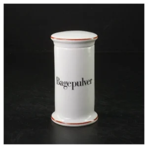 Porcelænsbeholder til bagepulver fra B&G (str. Ø 6,5x11,5 cm)