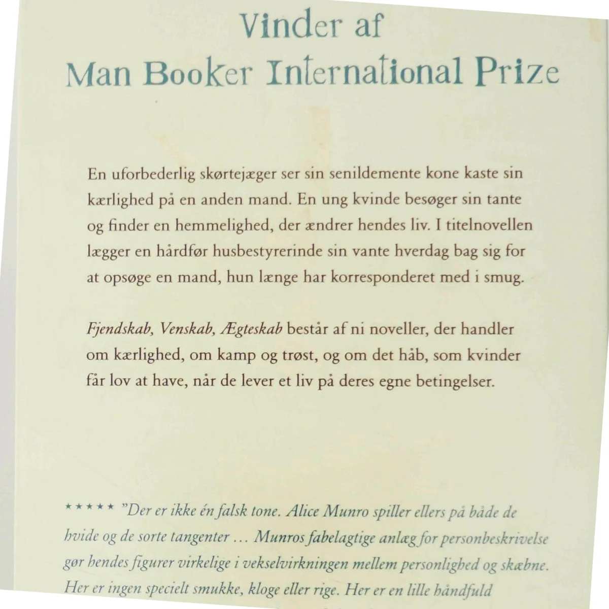 Fjendskab, venskab, ægteskab : noveller af Alice Munro (Bog)