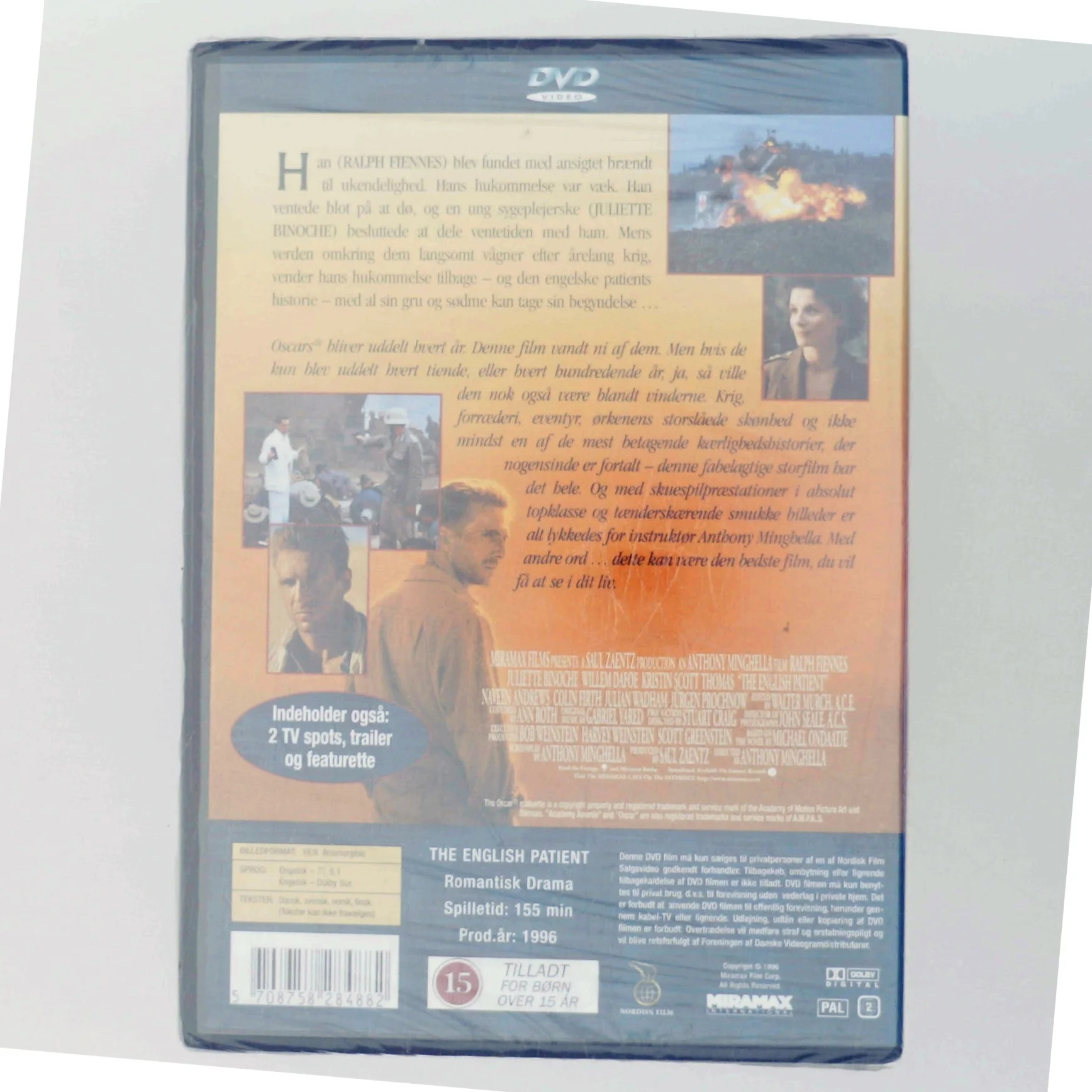 DEN ENGELSKE PATIENT med Ralph Fiennes (DVD)