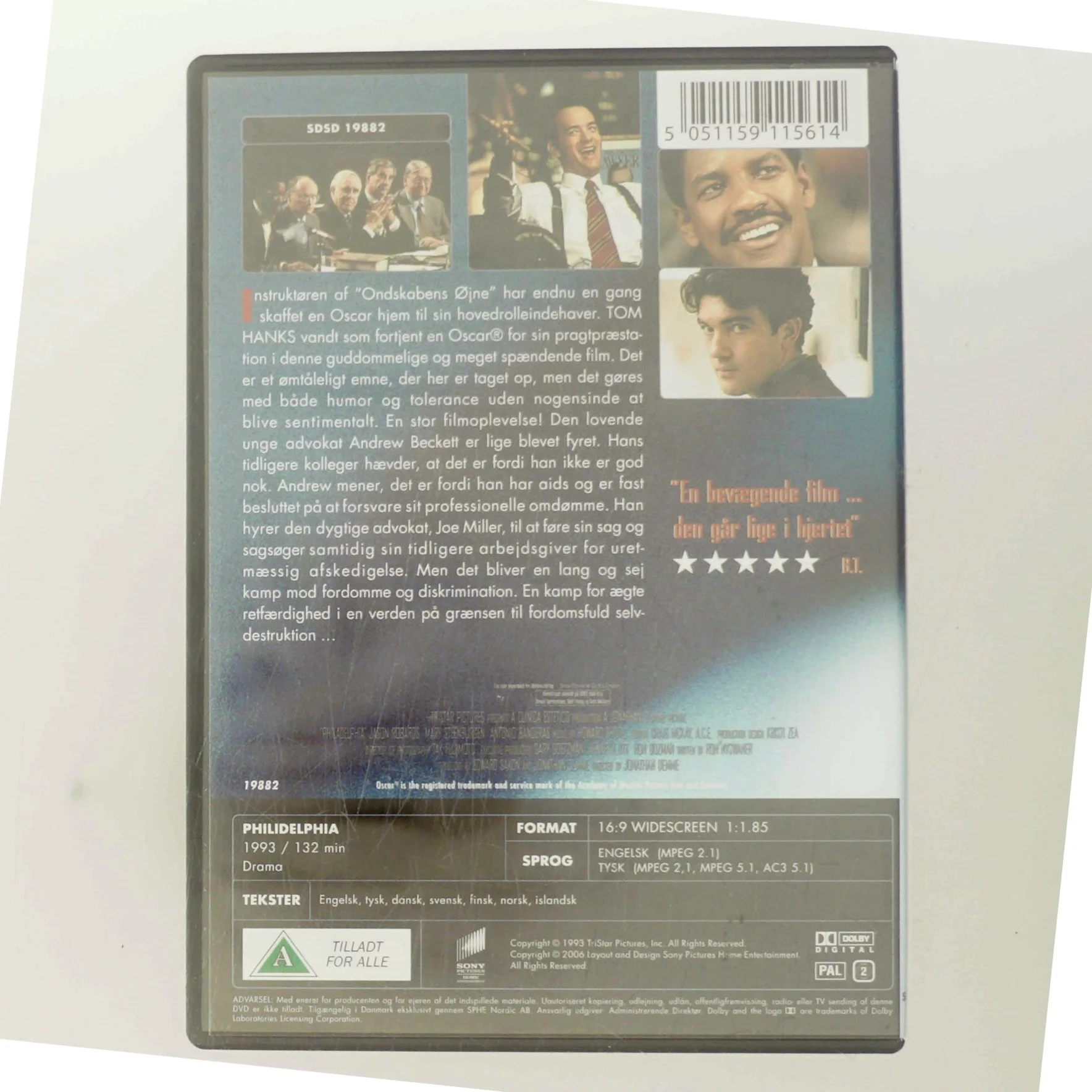 Philadelphia (1993) [DVD] med Tom Hanks (DVD)