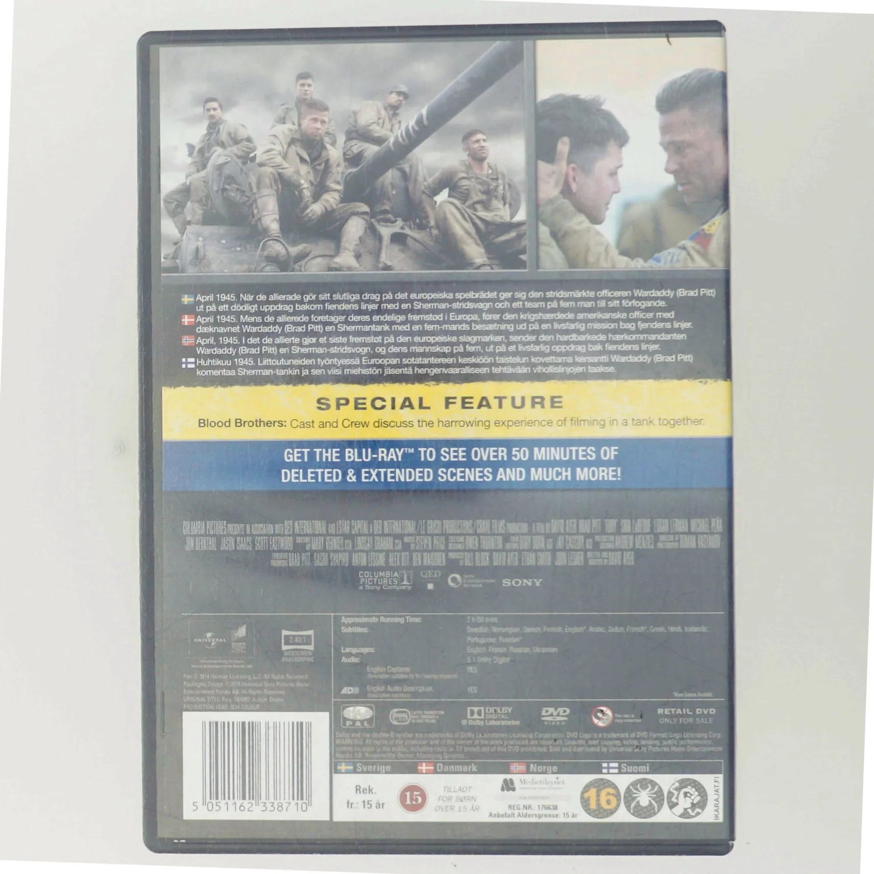 Fury med Brad Pitt (DVD)