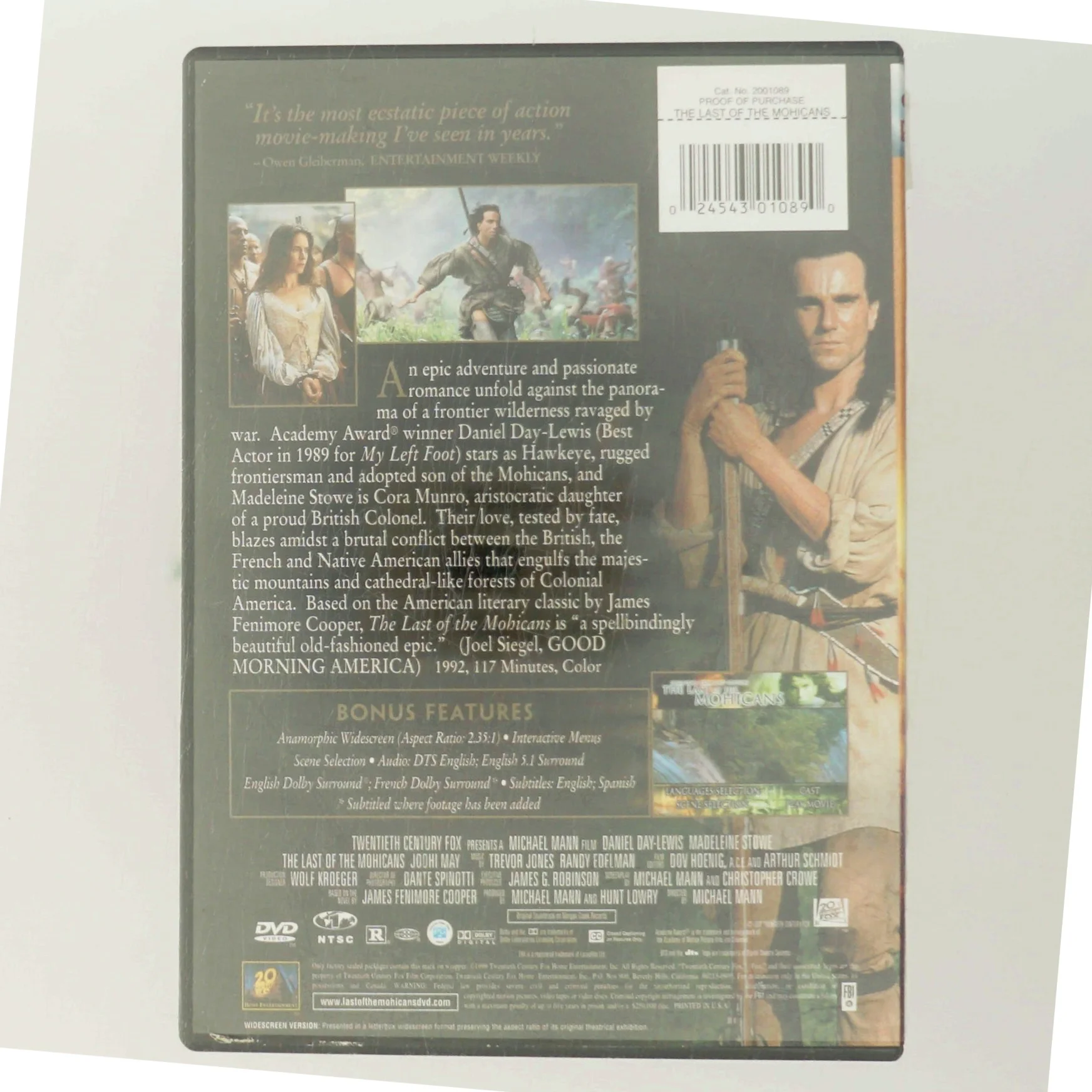 The Last of the Mohicans med Daniel Day-Lewis (DVD)