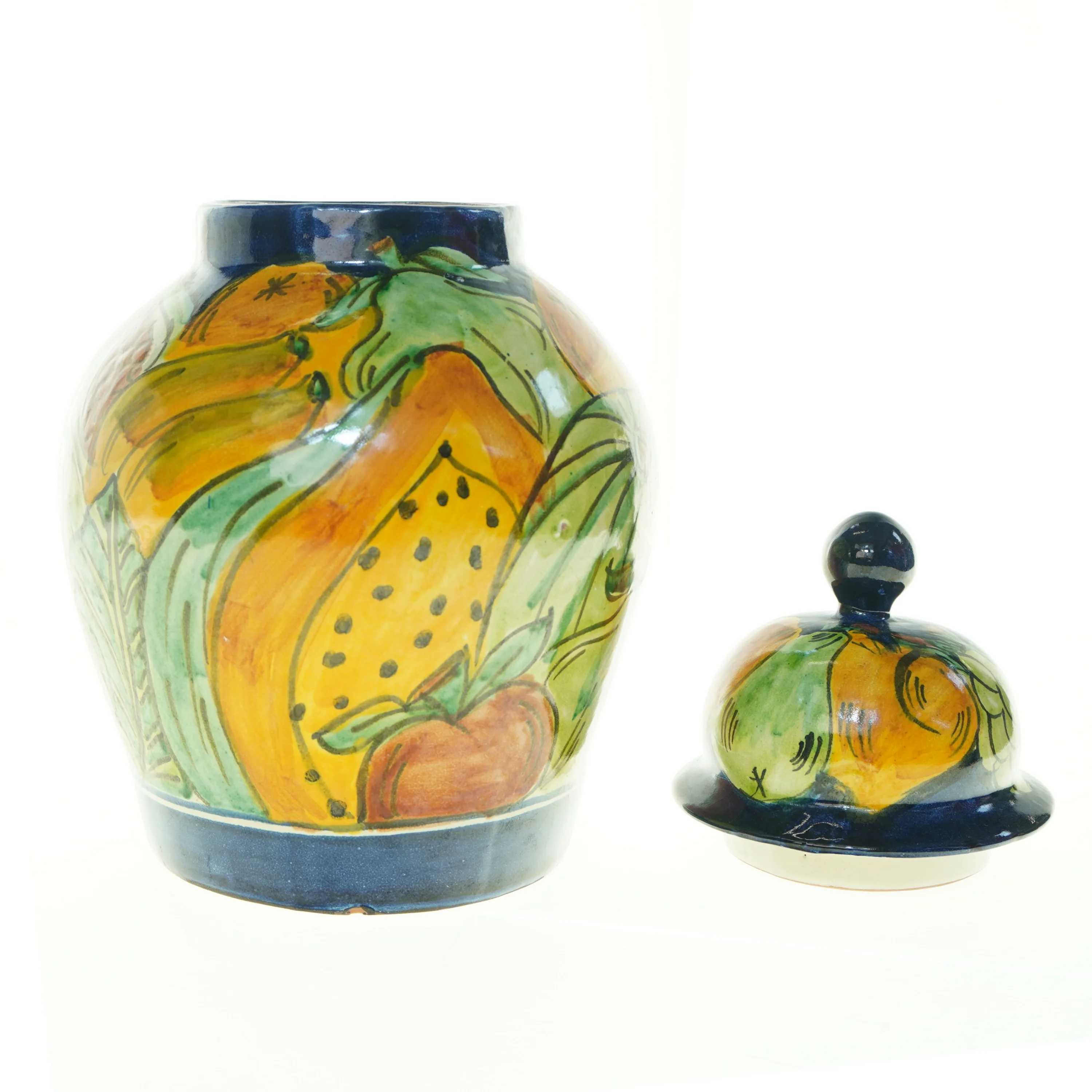 Krukke i keramik, med låg (str. 35 x, 21 cm)