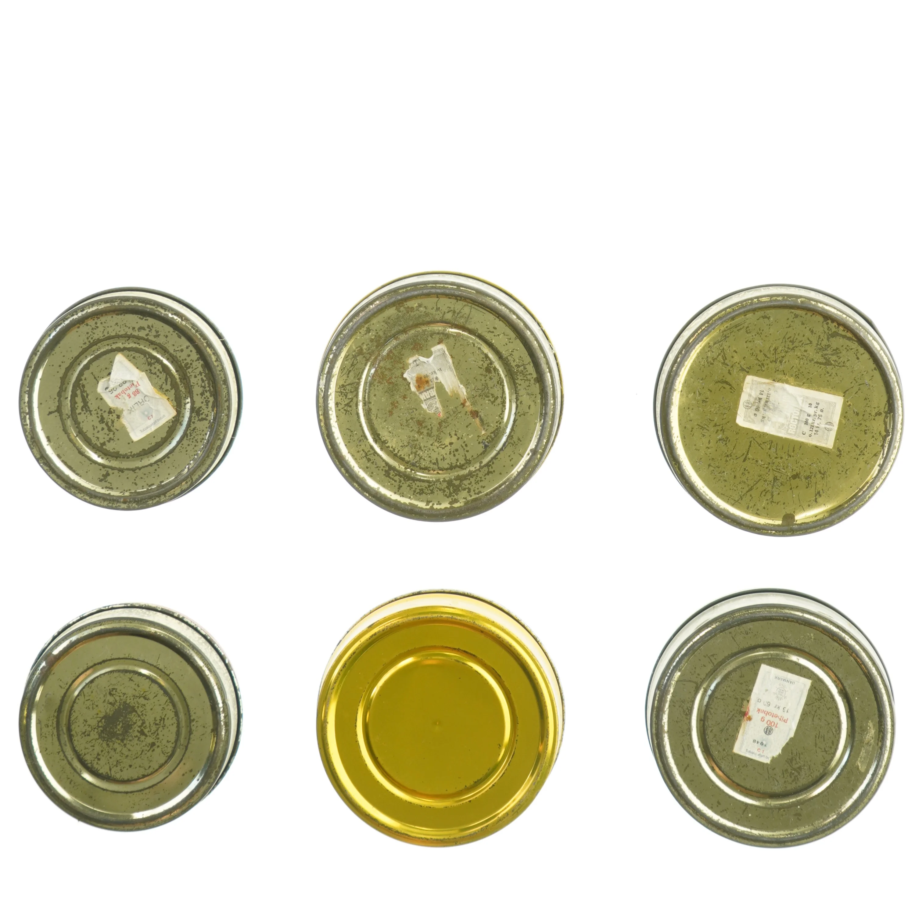 Vintage tobaksdåser (str. Ø 10 - 12 cm)