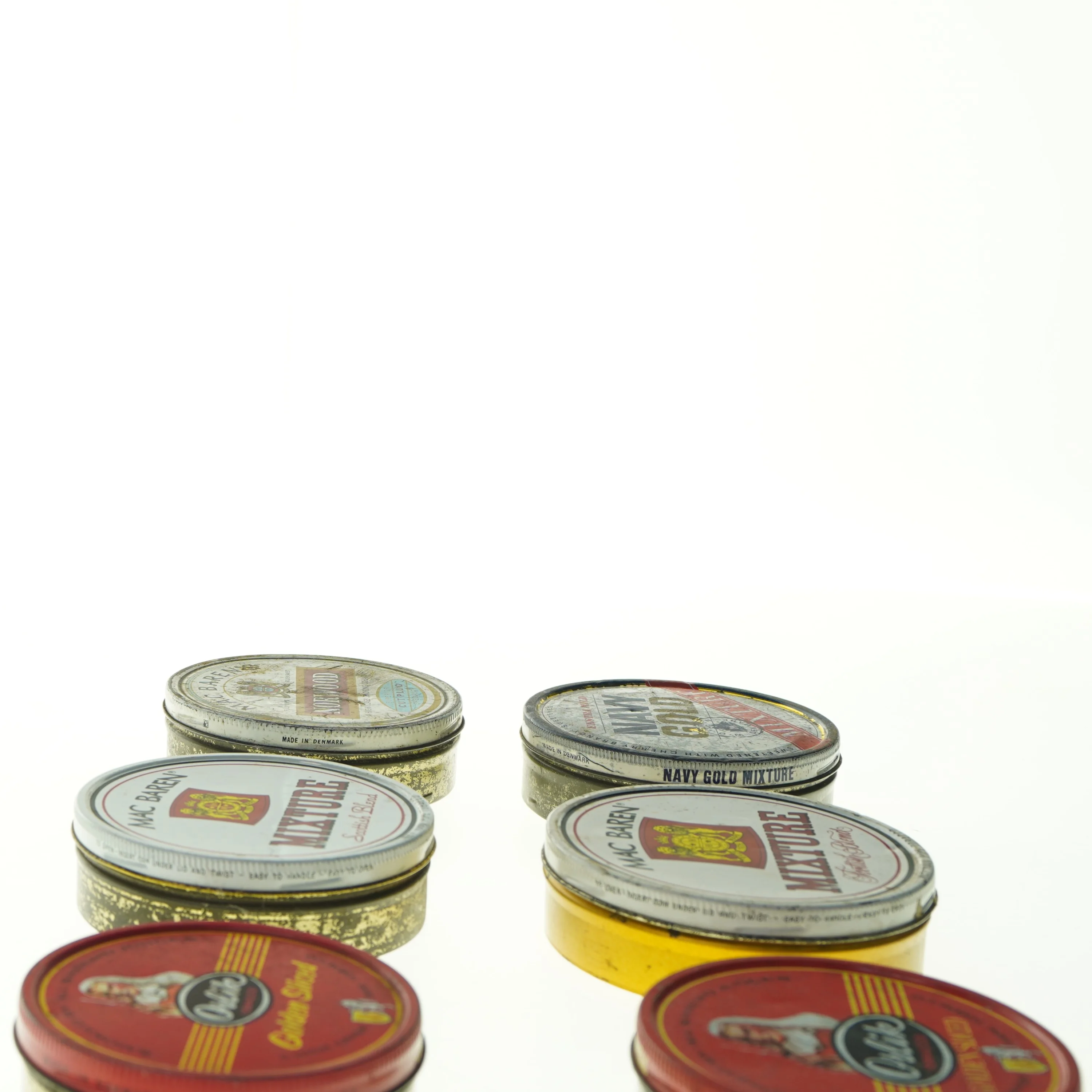 Vintage tobaksdåser (str. Ø 10 - 12 cm)