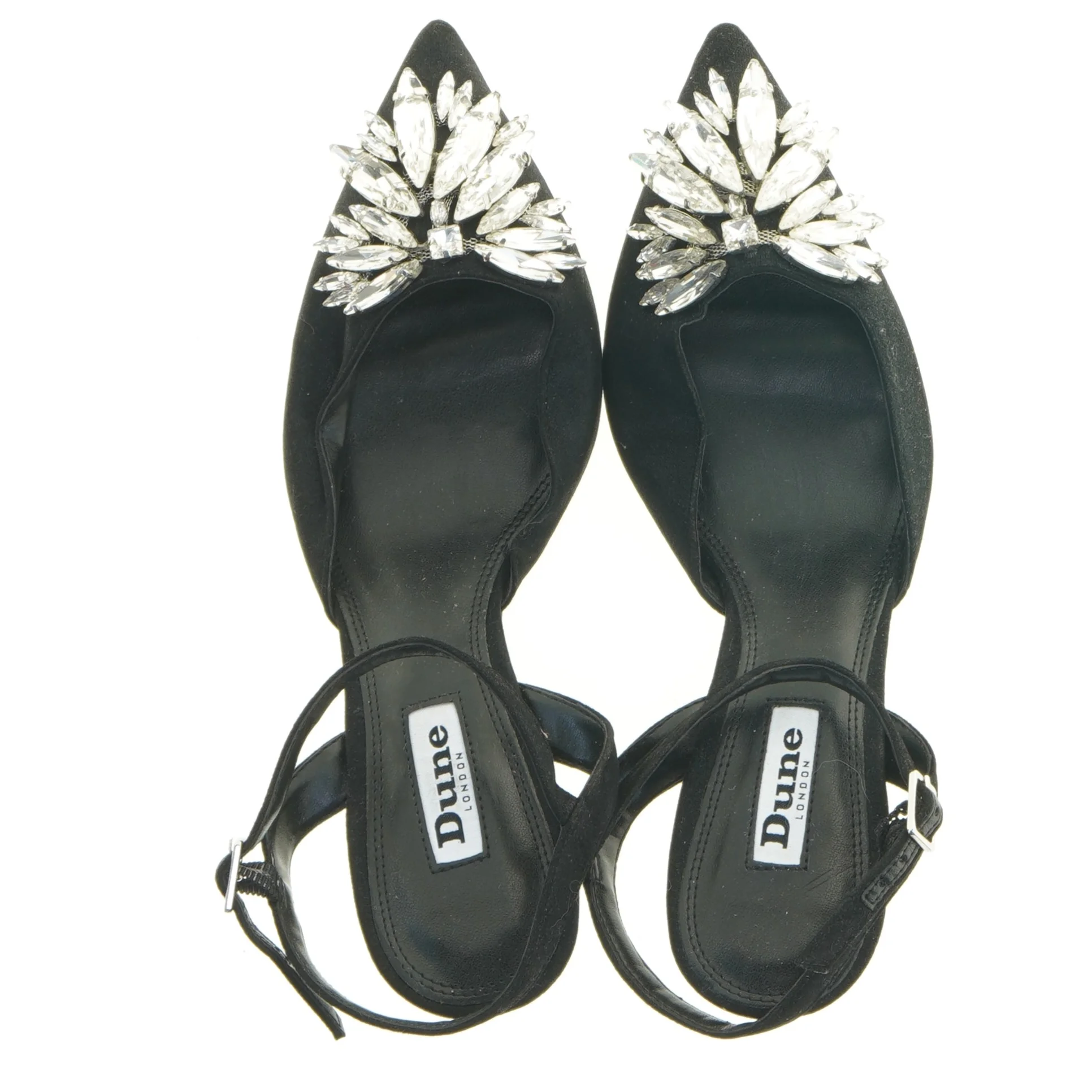 Sorte hælsko med dekoration fra Dune London (str. 37)