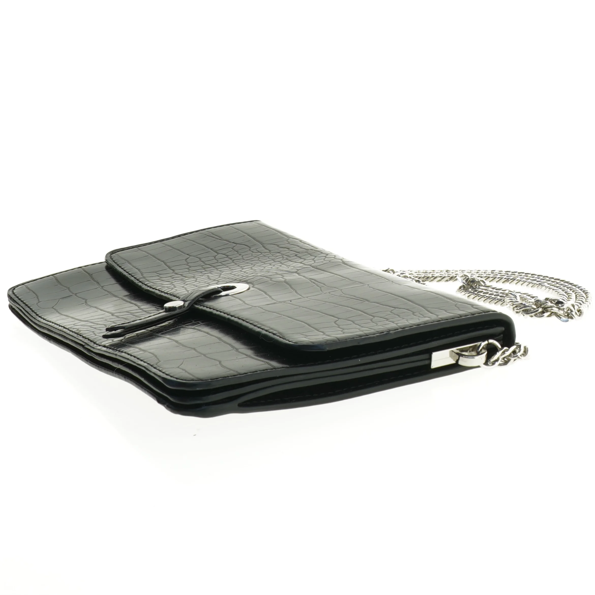 Sort krokodillepræget skuldertaske fra Zara (str. 27 x 16 cm)