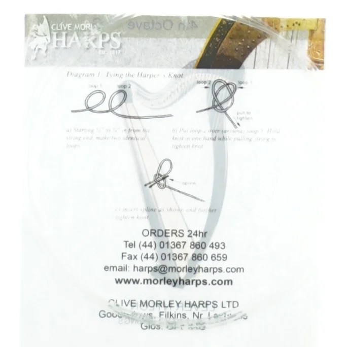 Harpe streng fra Morley (str. 13 x 14 cm)
