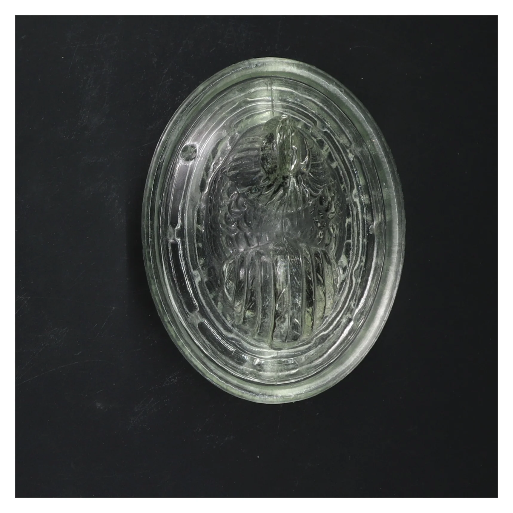 Glasbeholder med låget figur af en høne (str. 13 cm)