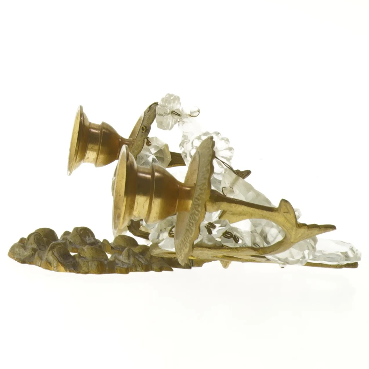 Vintage dobbelt lysestage med krystaller (str. 26 cm)