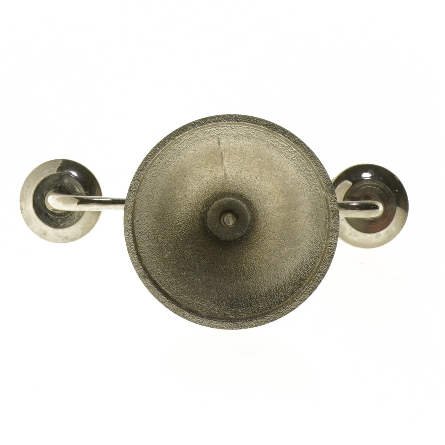 Trefunkt lysestage i sølvfarvet metal (str. 25x10x23 cm)