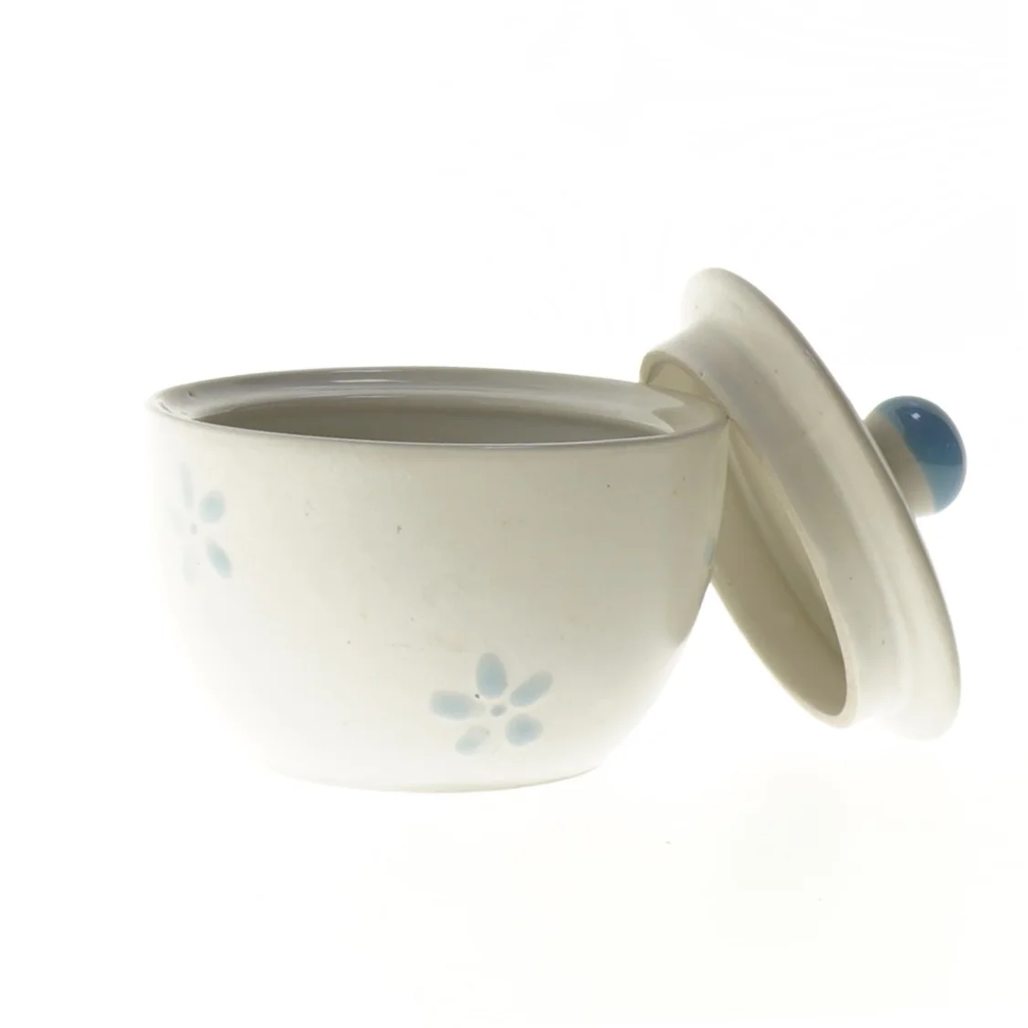 Keramisk sukkerskål med låg (str. Ø 10x9 cm)