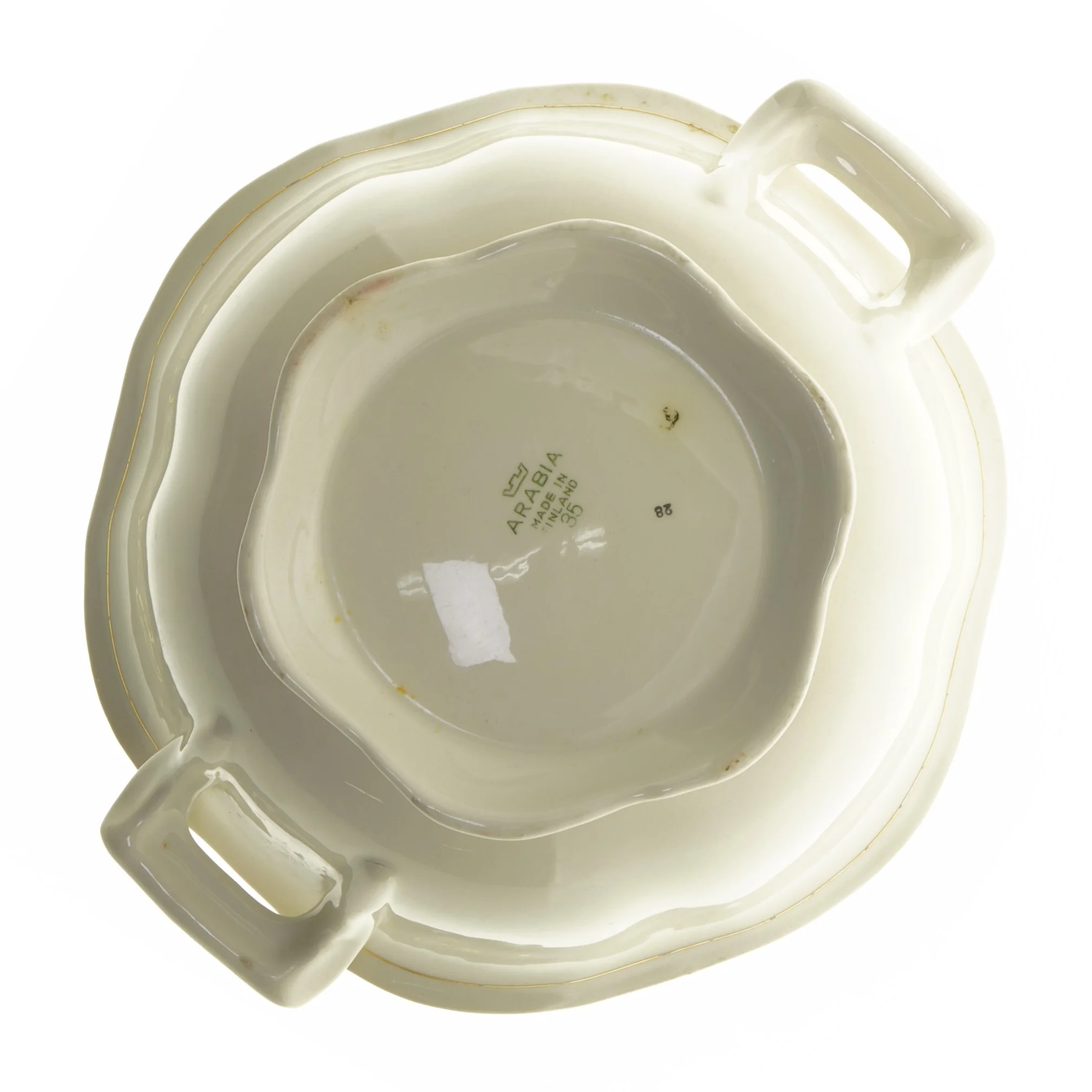 Rund serveringsskål med låg fra Arabia (str. Ø 21x19 cm)